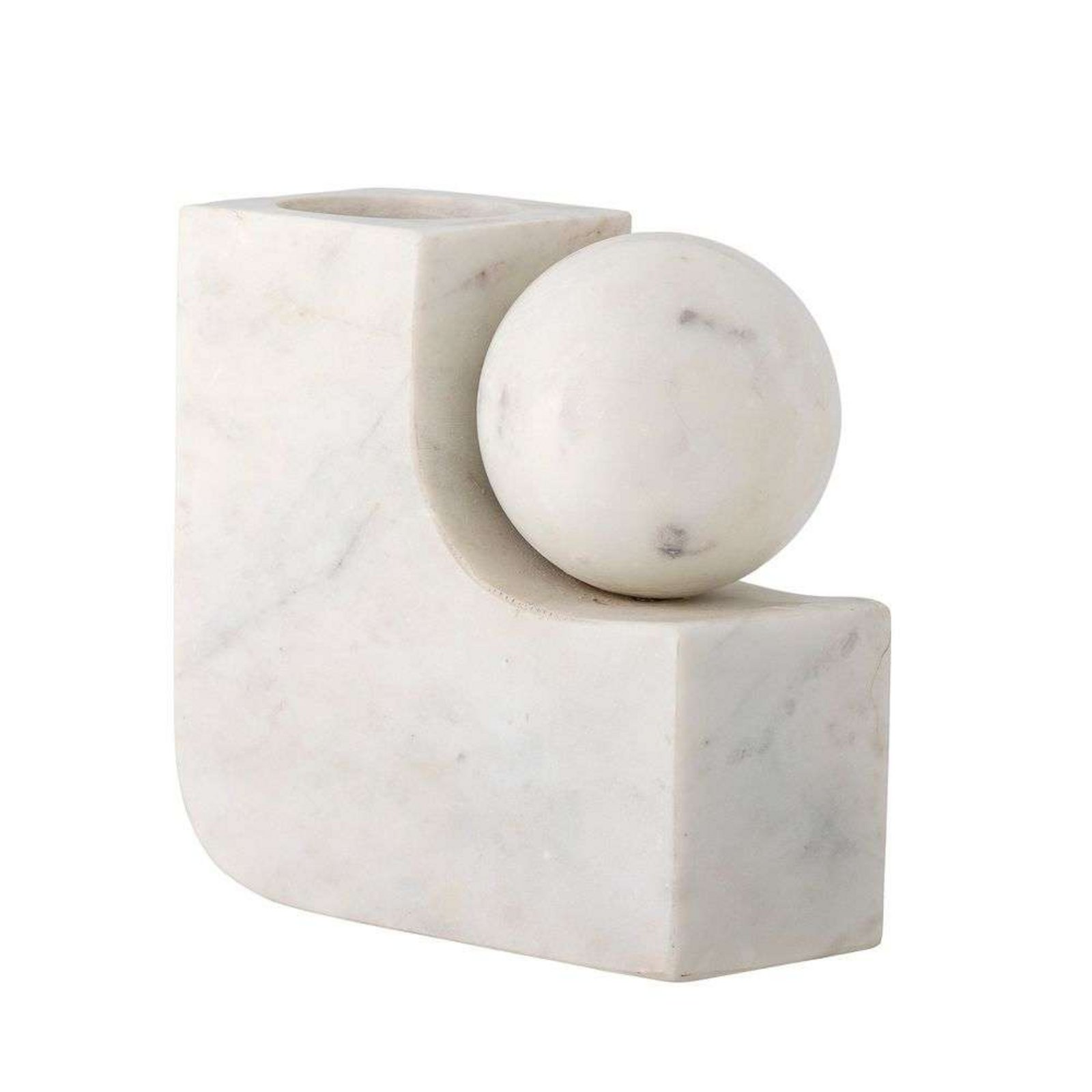 Abbelin Candle Holder White/Marble - Bloomingville