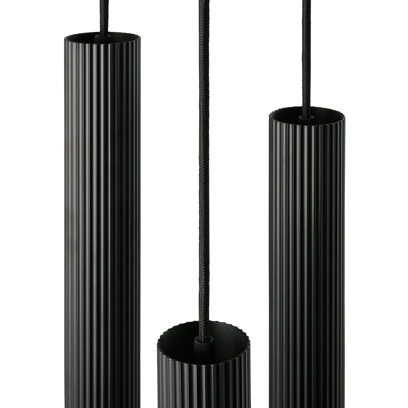 Suspension Vico, à 3 lampes, rondelle, métal, noir