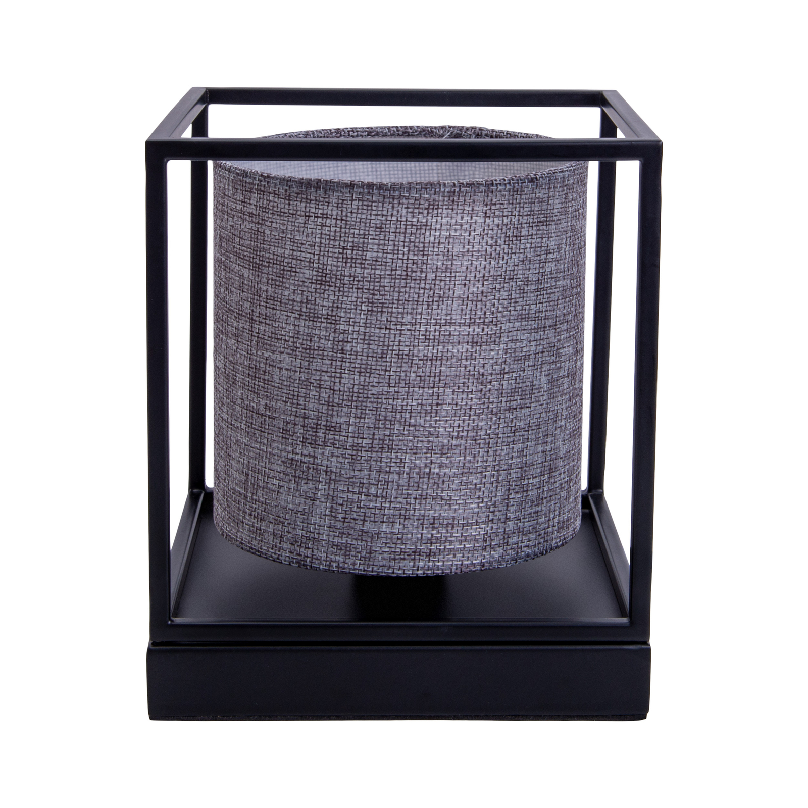 Beta table lamp, metal, grey fabric lampshade