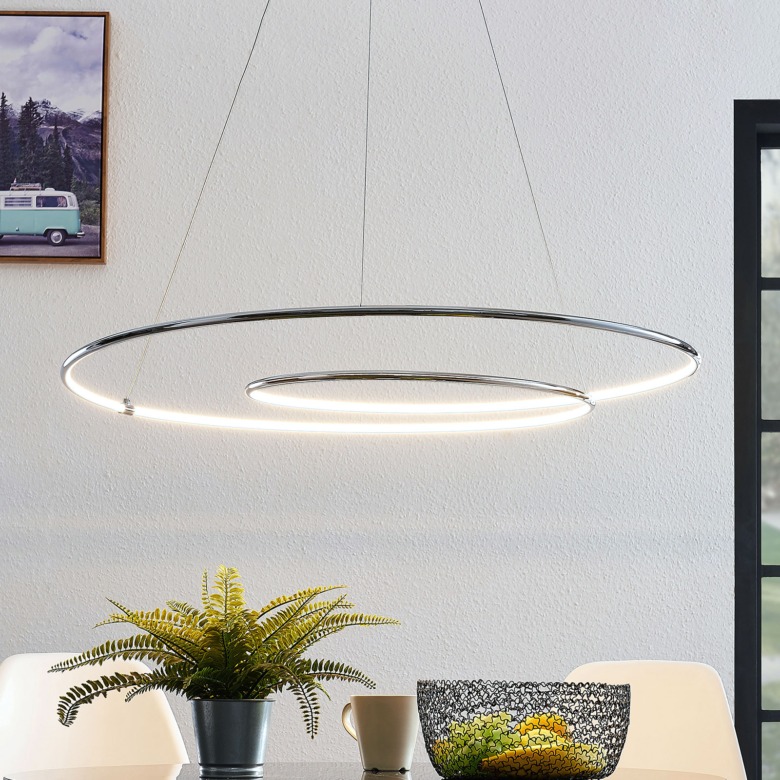 Lindby Lucy LED-hængelampe, 90cm, krom