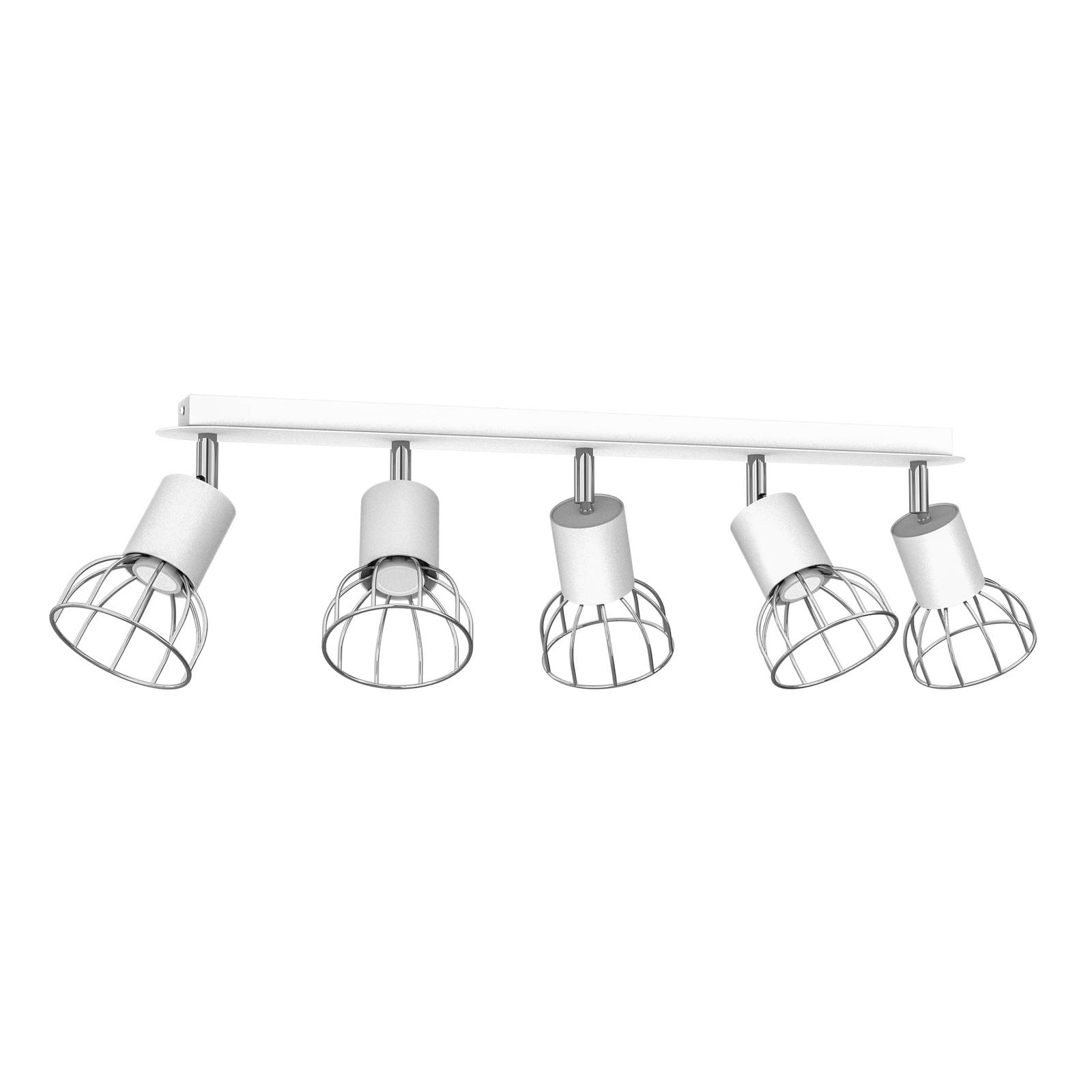 Euluna Danjel ceiling spotlight, 5-bulb, white/silver, for Living / Dining Room, metal, GU10, 8 W, L: 64 cm, W: 10 cm, H: 16 cm