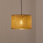 Nara lógó világítás, barna mintás, szövet, Ø 30 cm