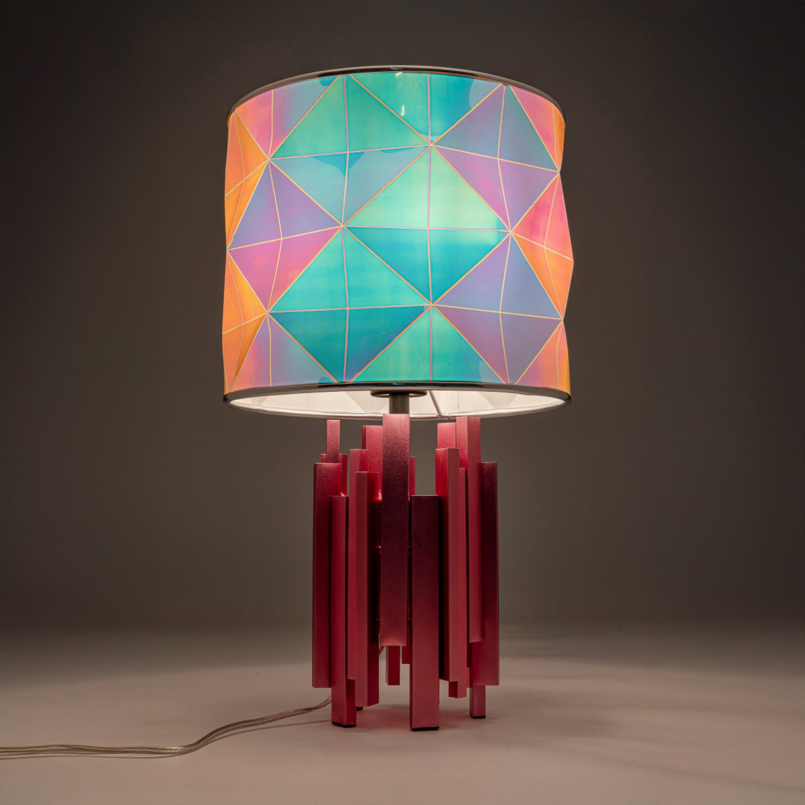 Kare namizna svetilka Coachella Colore, roza/modra/bela, 45, E27