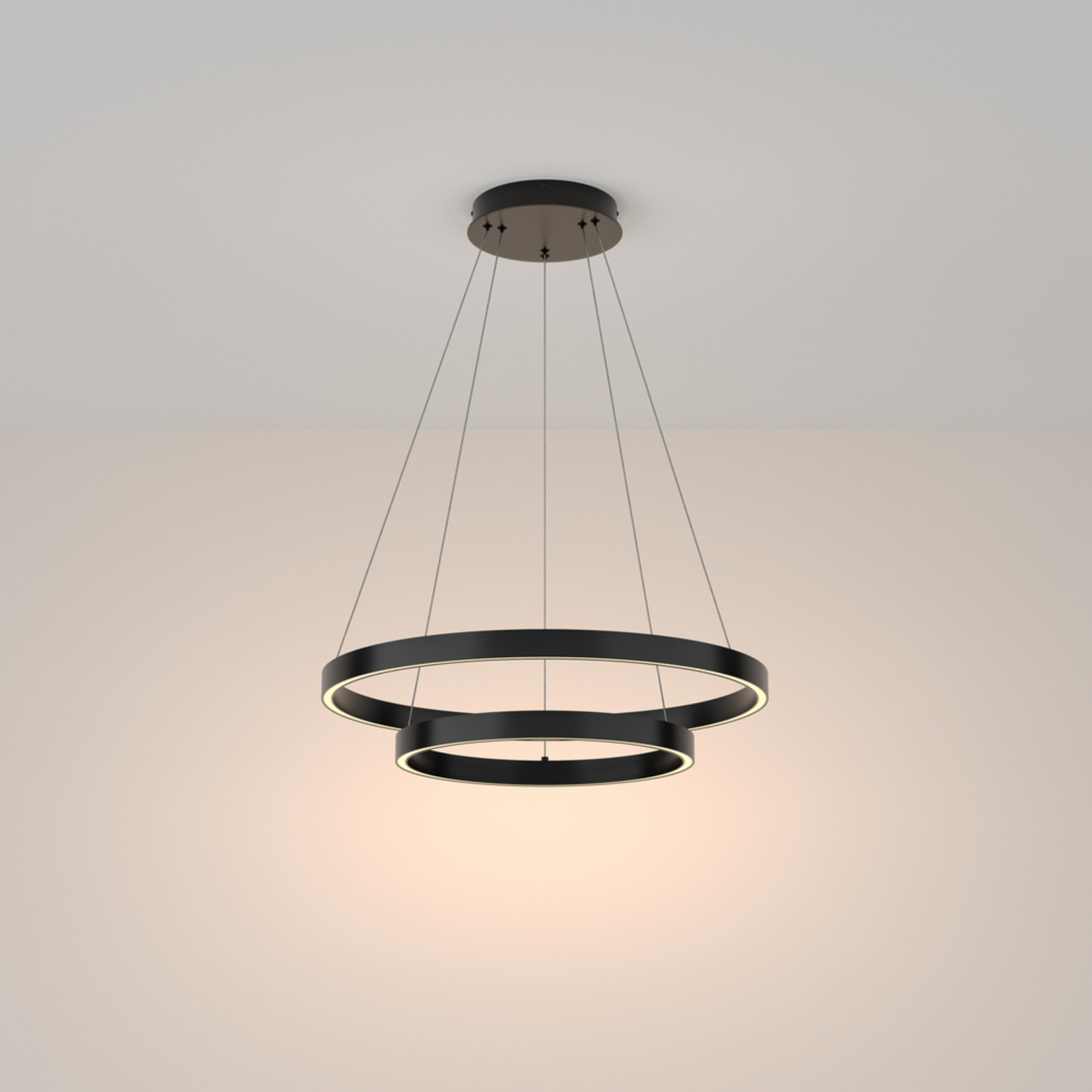 Maytoni Lampă suspendată Rim 830 2 inele Ø 60 cm negru - dormitor - modern - Aluminiu