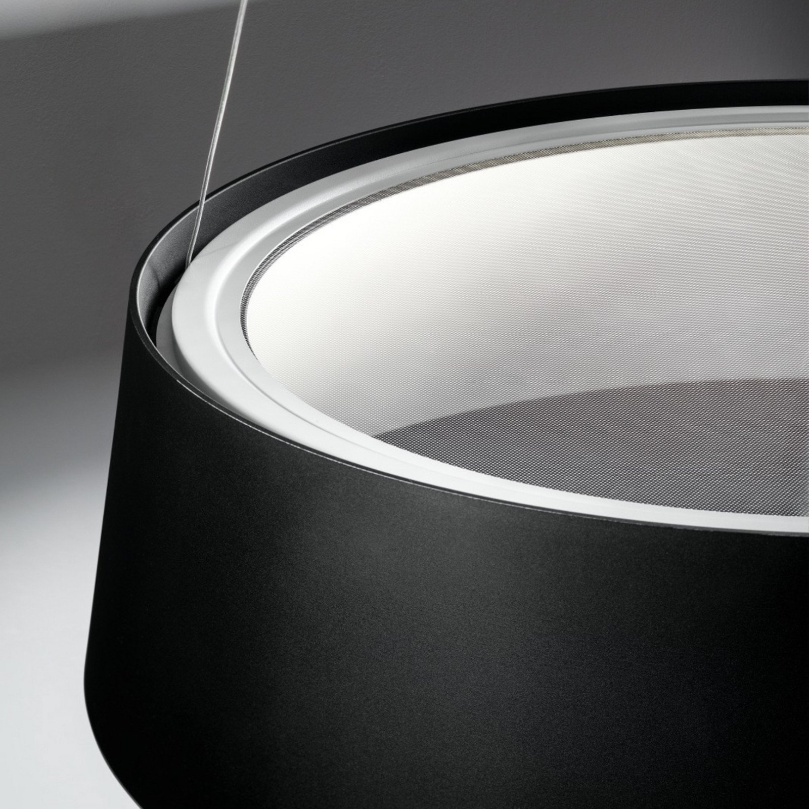 Stilnovo Oxygen LED negru Ø 56 cm - Camera de zi / sufragerie - design - negru alb ștanțat (RAL 9003) - Plastic