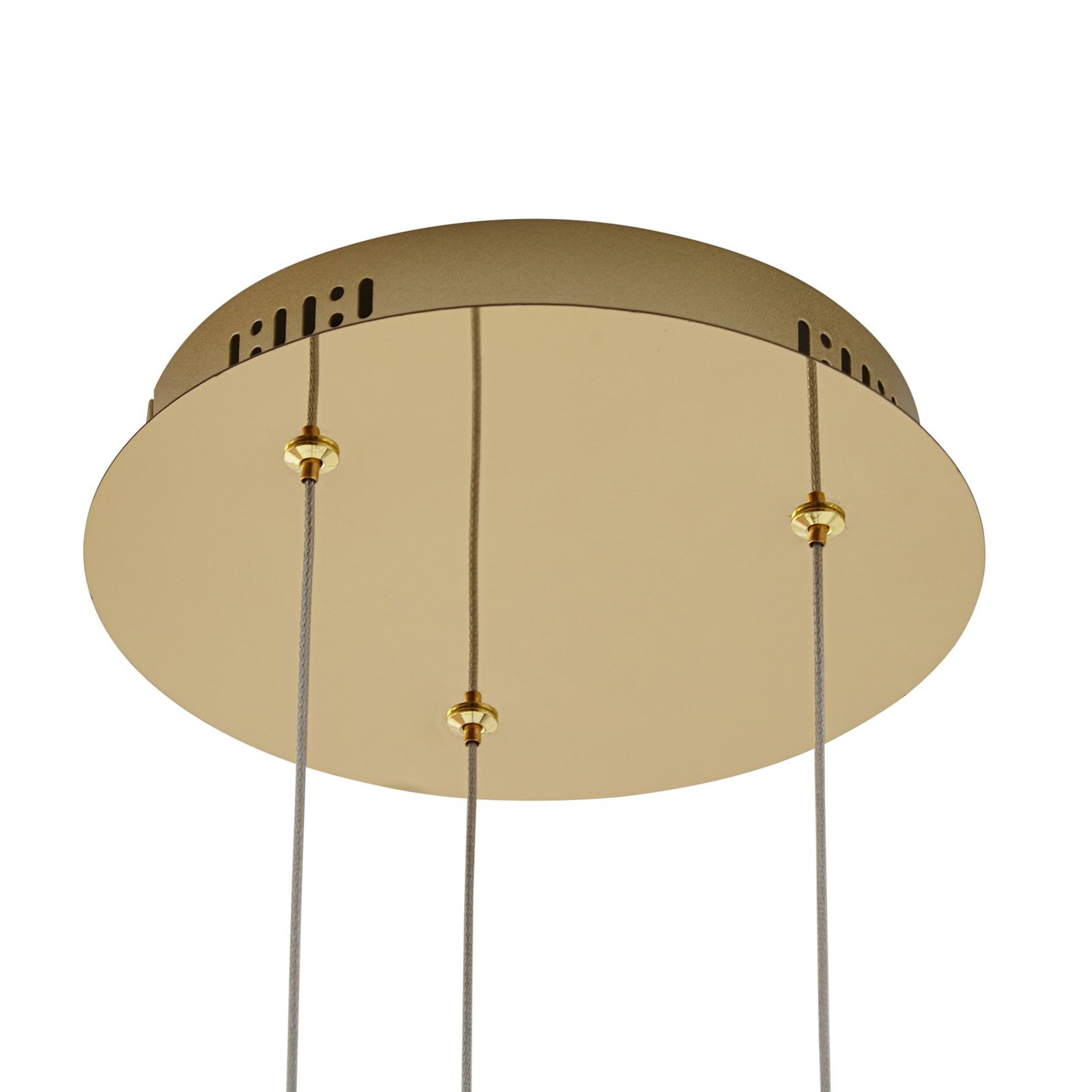 Lucande lámpara colgante LED Hayley, Ø 25 cm, 3 luces, dorado, cristal