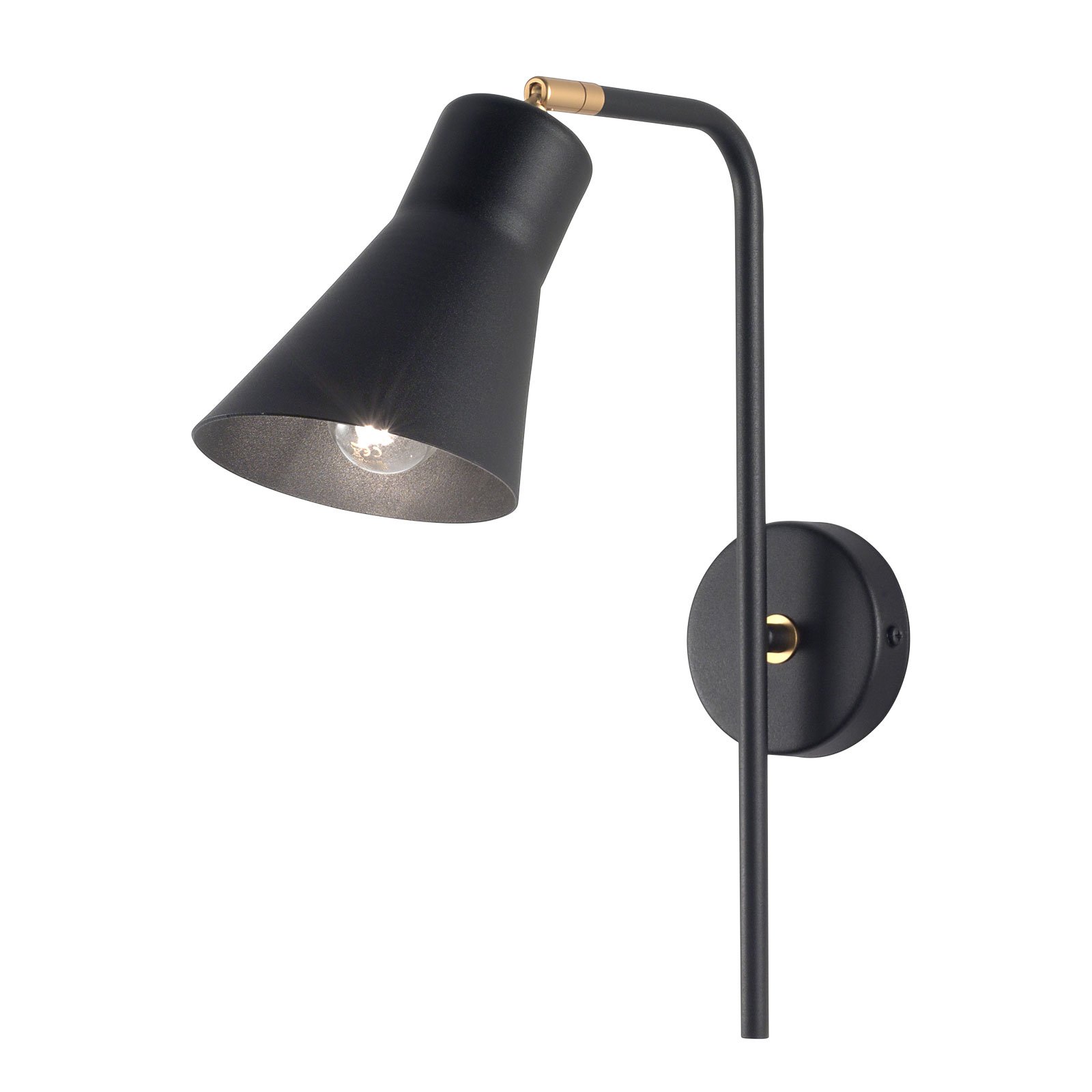 Conico væglampe, sort/guld