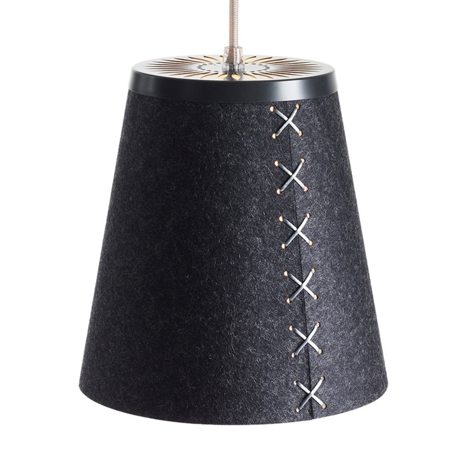 Domus Pendant light Flör made of wool felt graphite, for Living / Dining Room, wool felt, powder-coated steel, E27, 70 W, energy efficiency: A++, H: 21.5 cm