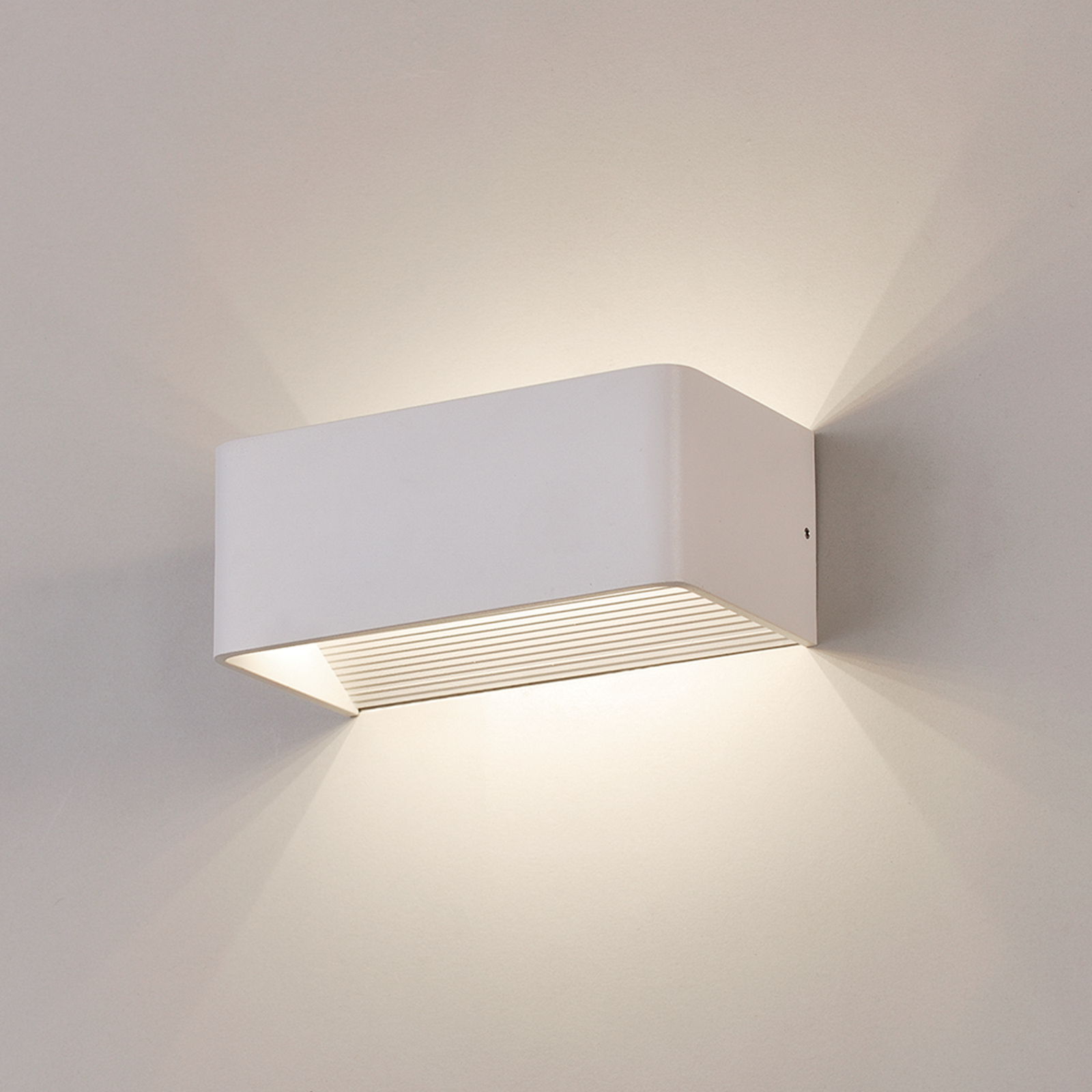 LED wall light Icon, white, up/down, width 20 cm