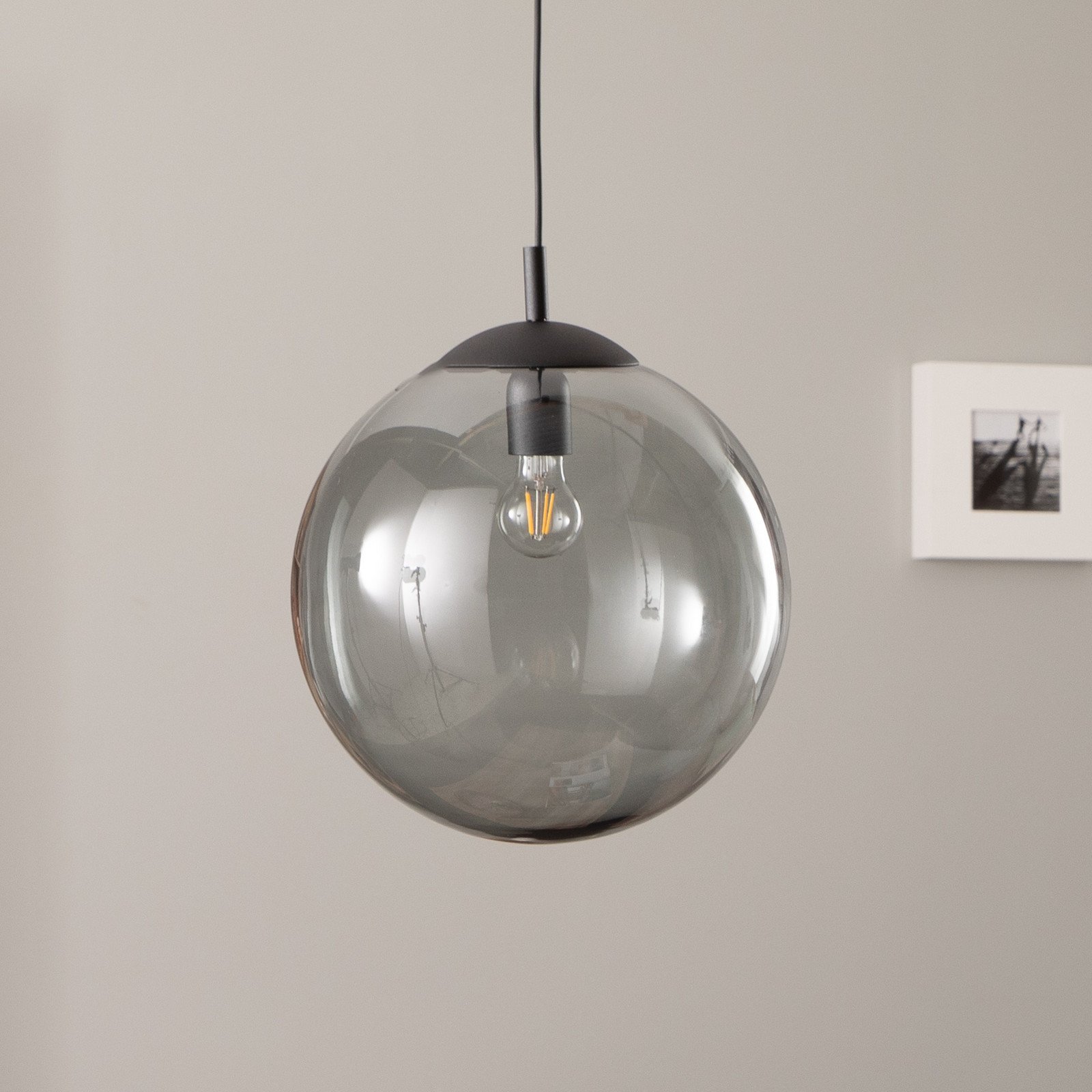 TK Lighting Lampă suspendată Esme sticlă grafit-transparent 1 lumină Ø 35 cm - Camera de zi / sufragerie - modern - gri grafit-transparent negru