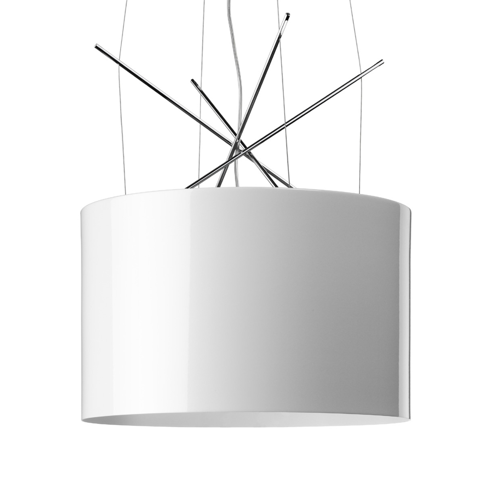 Flos Ray S hanging light, white, for Living / Dining Room, steel, E27, 250 W, energy efficiency: E, H: 27 cm