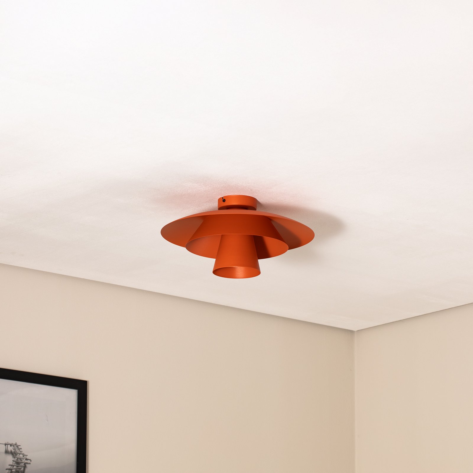 Plato ceiling light, orange, metal, Ø 38 cm, E27