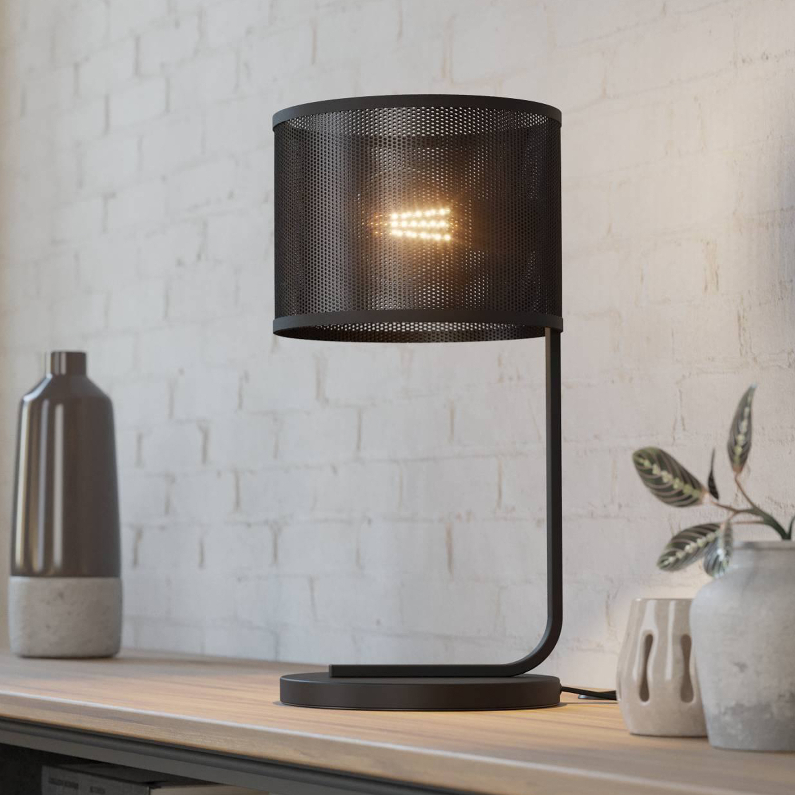 "Manby" stalinė lempa, aukštis 48,5 cm, juoda, plienas