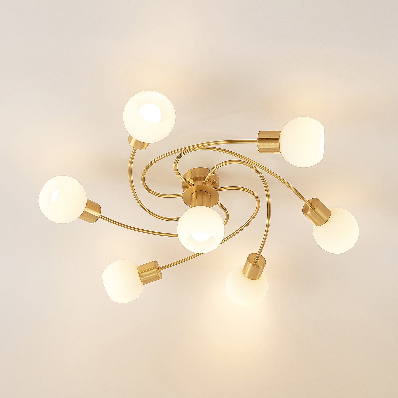 Ciala 7 Deckenleuchte Brass/Opal - Lindby