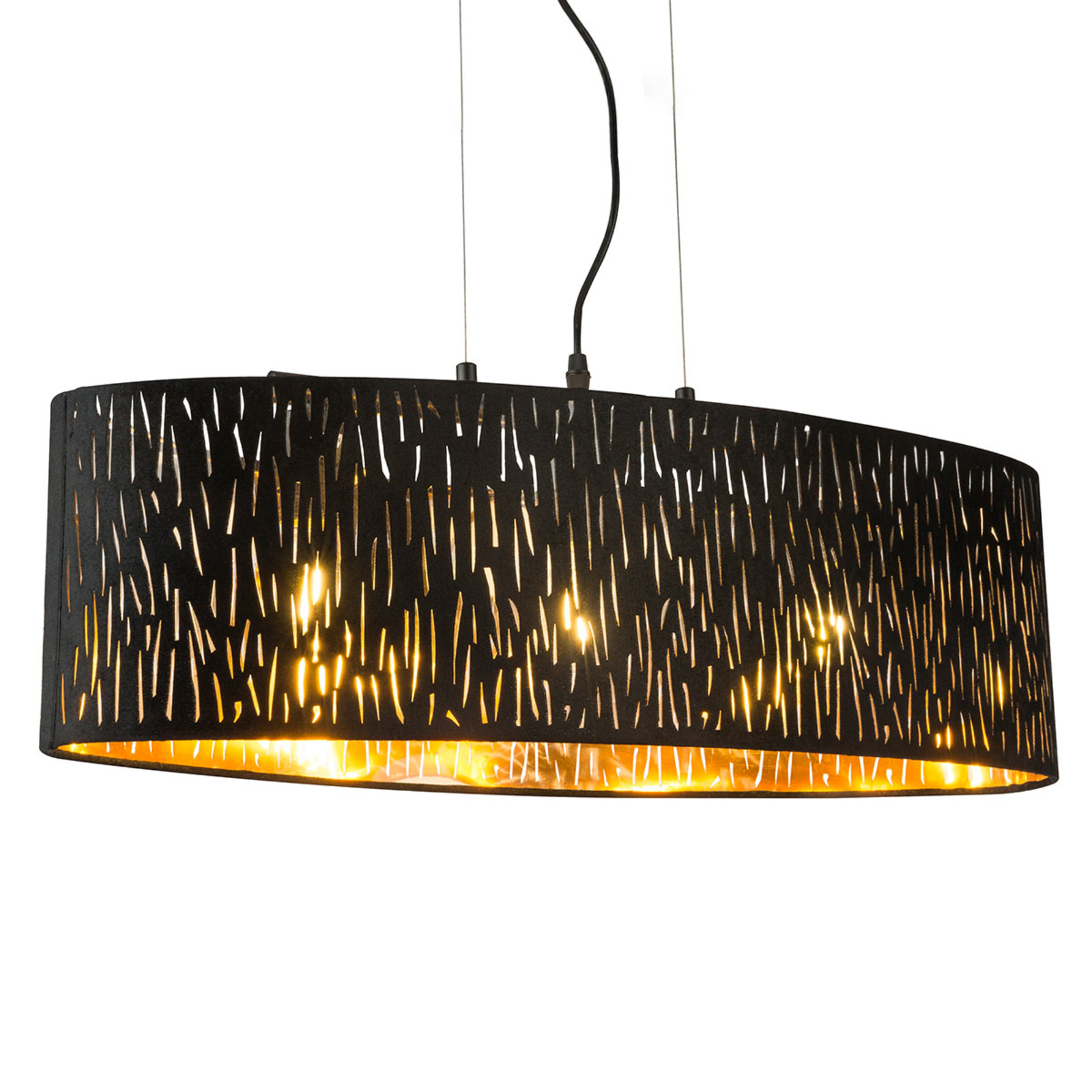 Globo Tuxon hanging light oval, for Living / Dining Room, metal, velvet, E27, 60 W, energy efficiency: A++, L: 65 cm, W: 25 cm