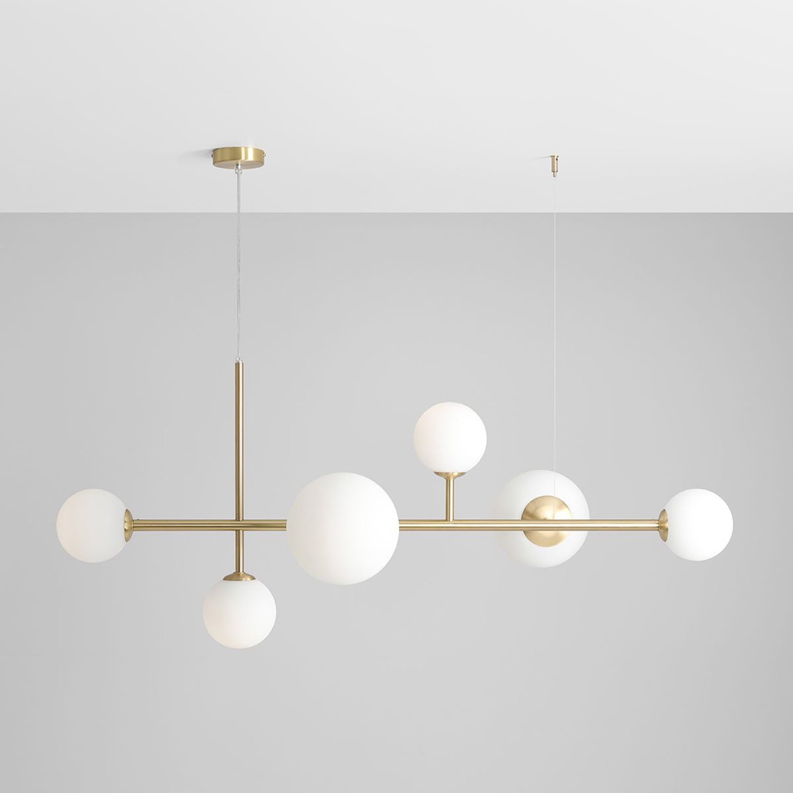 Joel hanglamp, messing/wit, 6-lamps - ALDEX