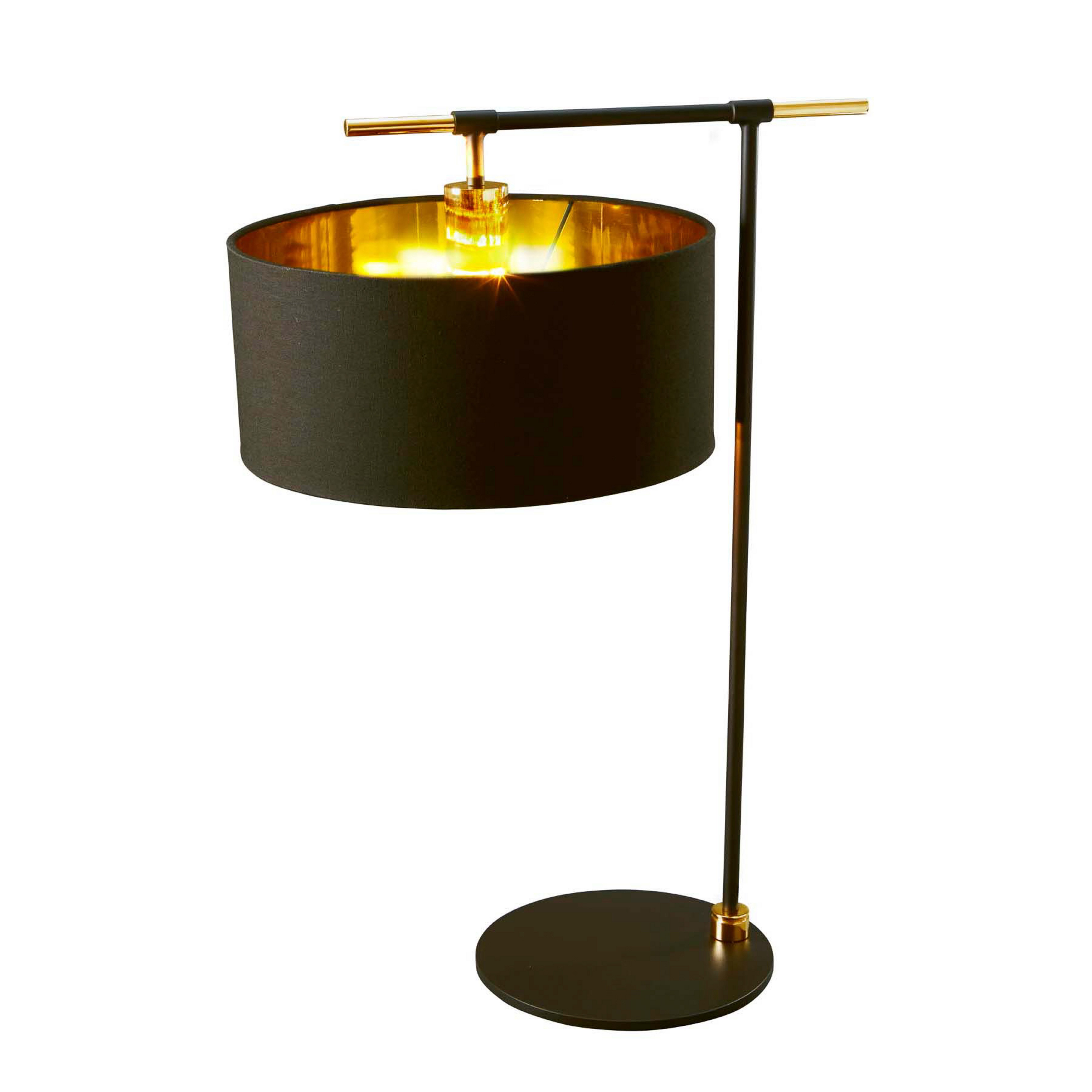 Tischleuchte Balance, schwarz/messing, Schirm schwarz
