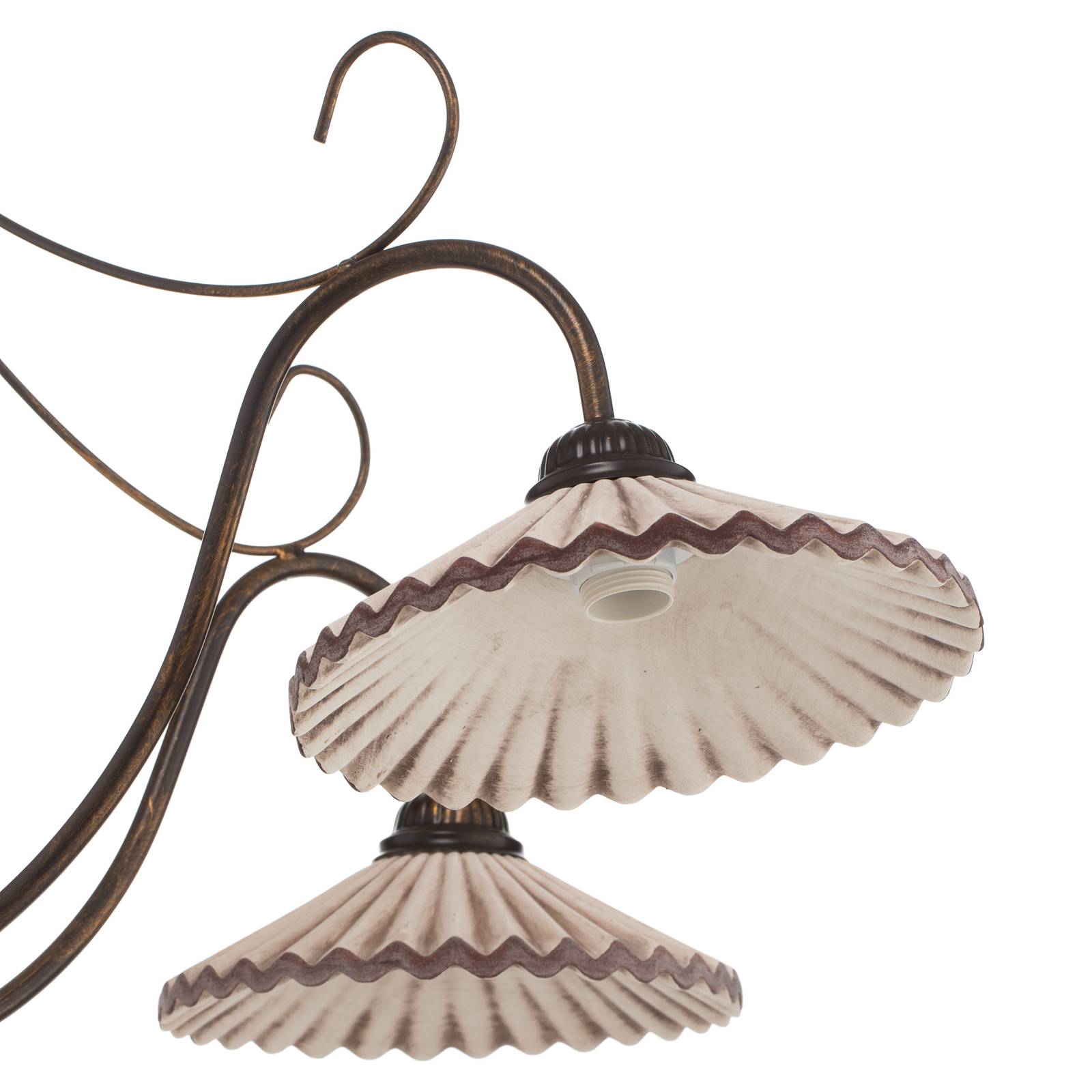 Lampa wisząca Rosina 5-pkt., jasnoróżowa/brązowa