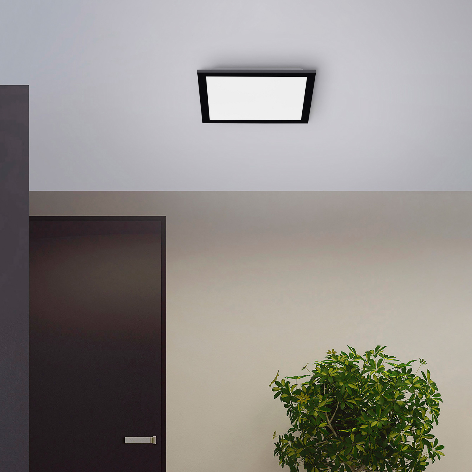 LED-Deckenleuchte Flat, CCT, schwarz, quadratisch
