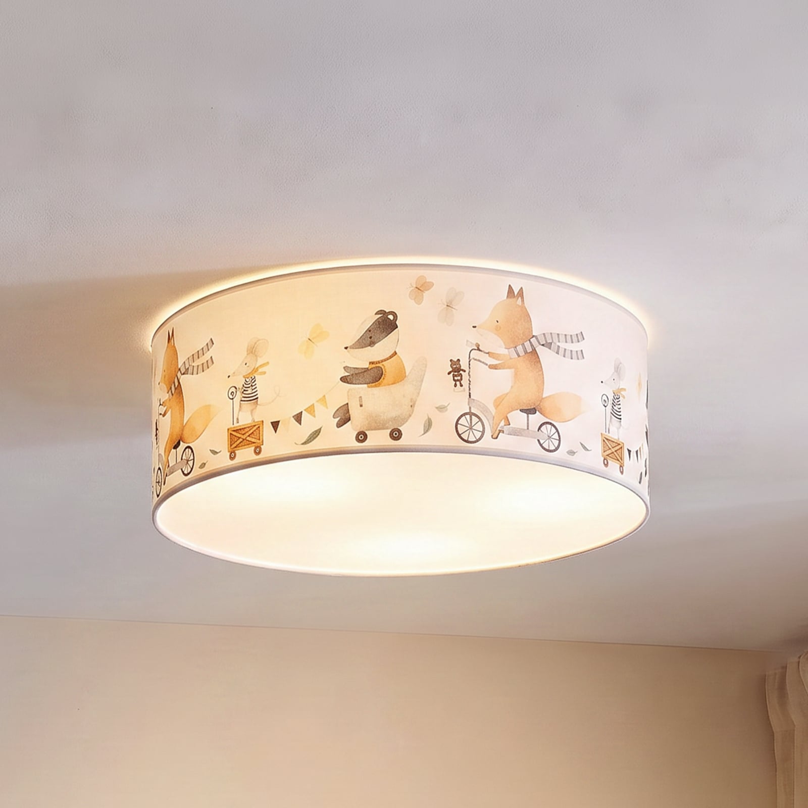 Plafonnier Kids Print, multicolore/beige, Ø 50 cm, en tissu - Duolla