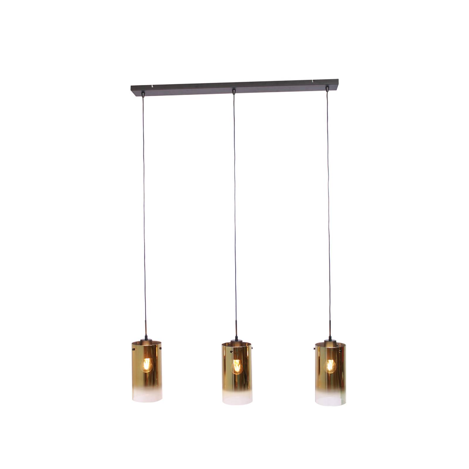 Freelight ventotto függőlámpa, fekete/arany, hossza 105 cm, 3-lámpás üveg