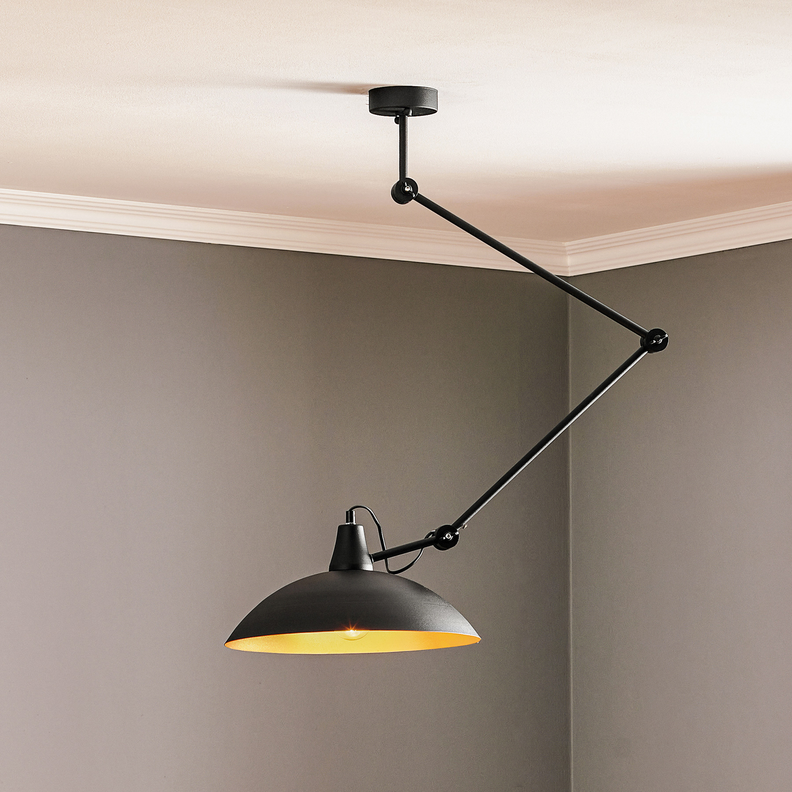 baseren Inspecteur Kraan Plafondlamp 808 verstelbaar 1-lamp zwart/goud | Lampen24.nl