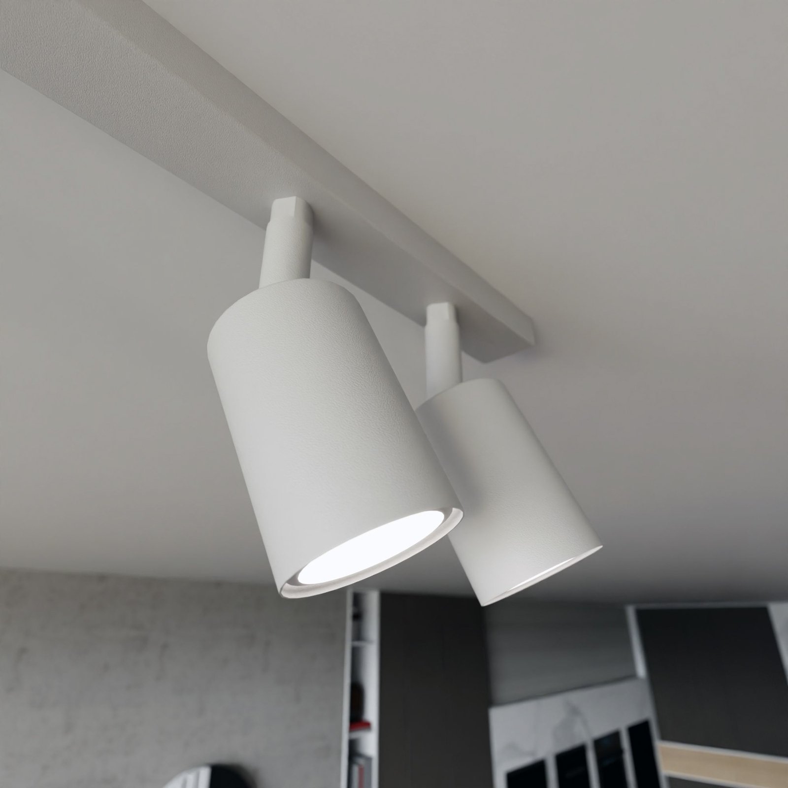 Flash ceiling light, white, 6-bulb, metal