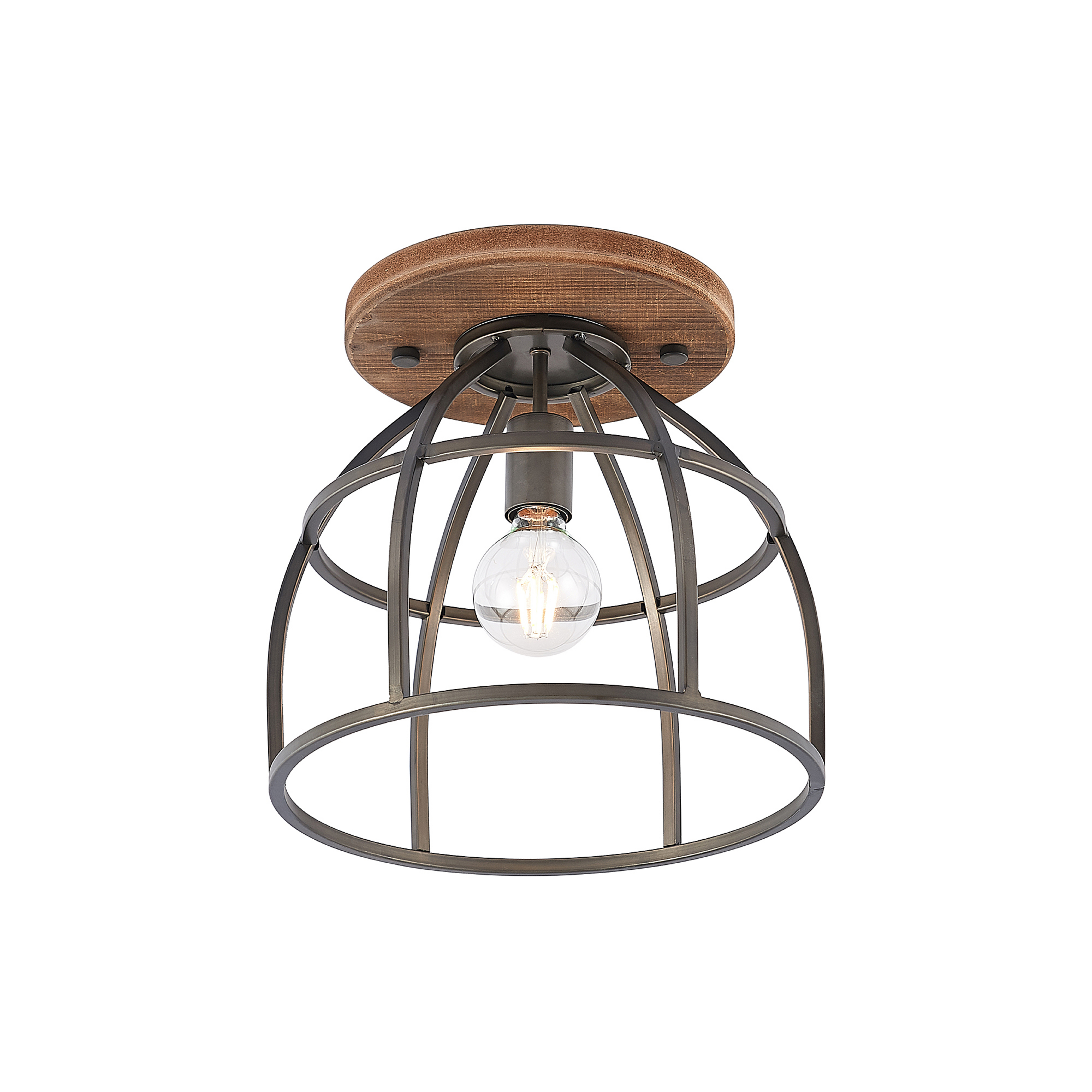Rutger Round Deckenleuchte Wood/Black - Lindby