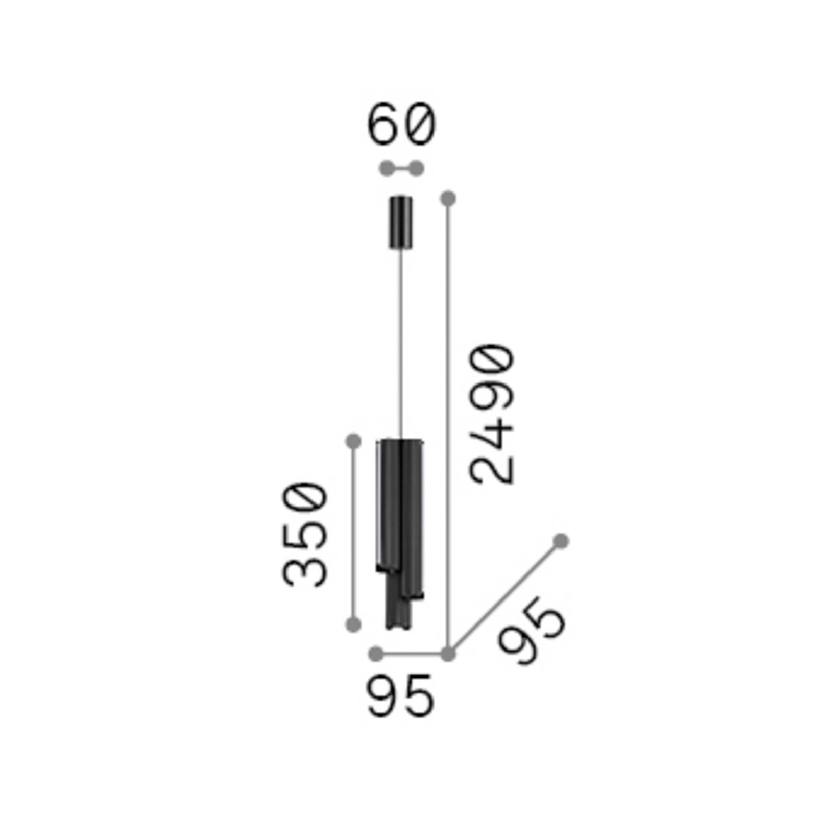 Lampada LED a sospensione IDEAL LUX Dorica, nera, Ø 9 cm, metallo, a 3 luci
