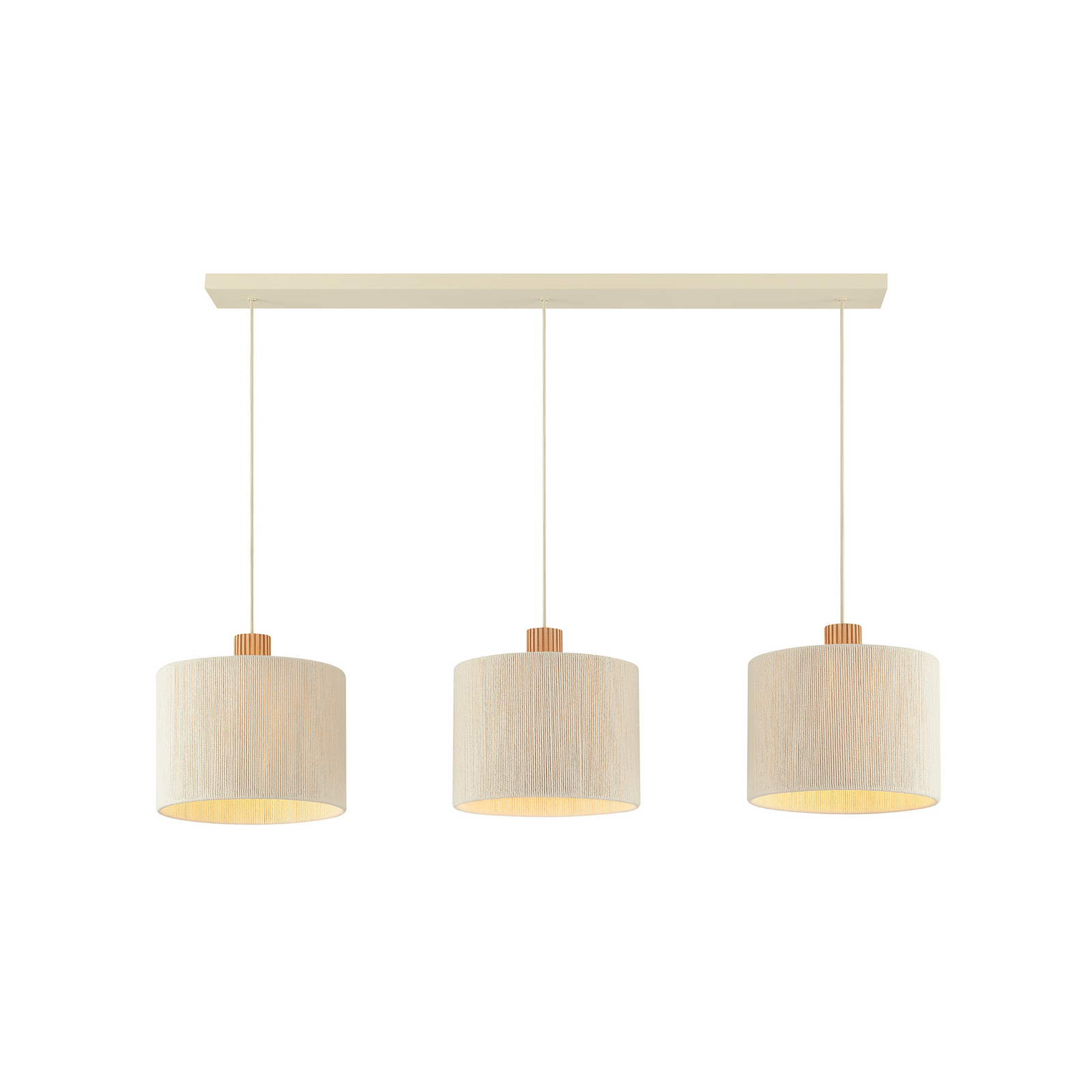 Lampada a sospensione Arlo, beige, tessuto, lunghezza 120 cm, a 3 luci