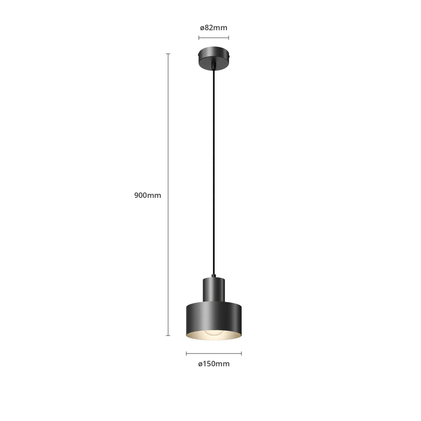 Závesná lampa Rif z kovu, čierna, Ø 15 cm