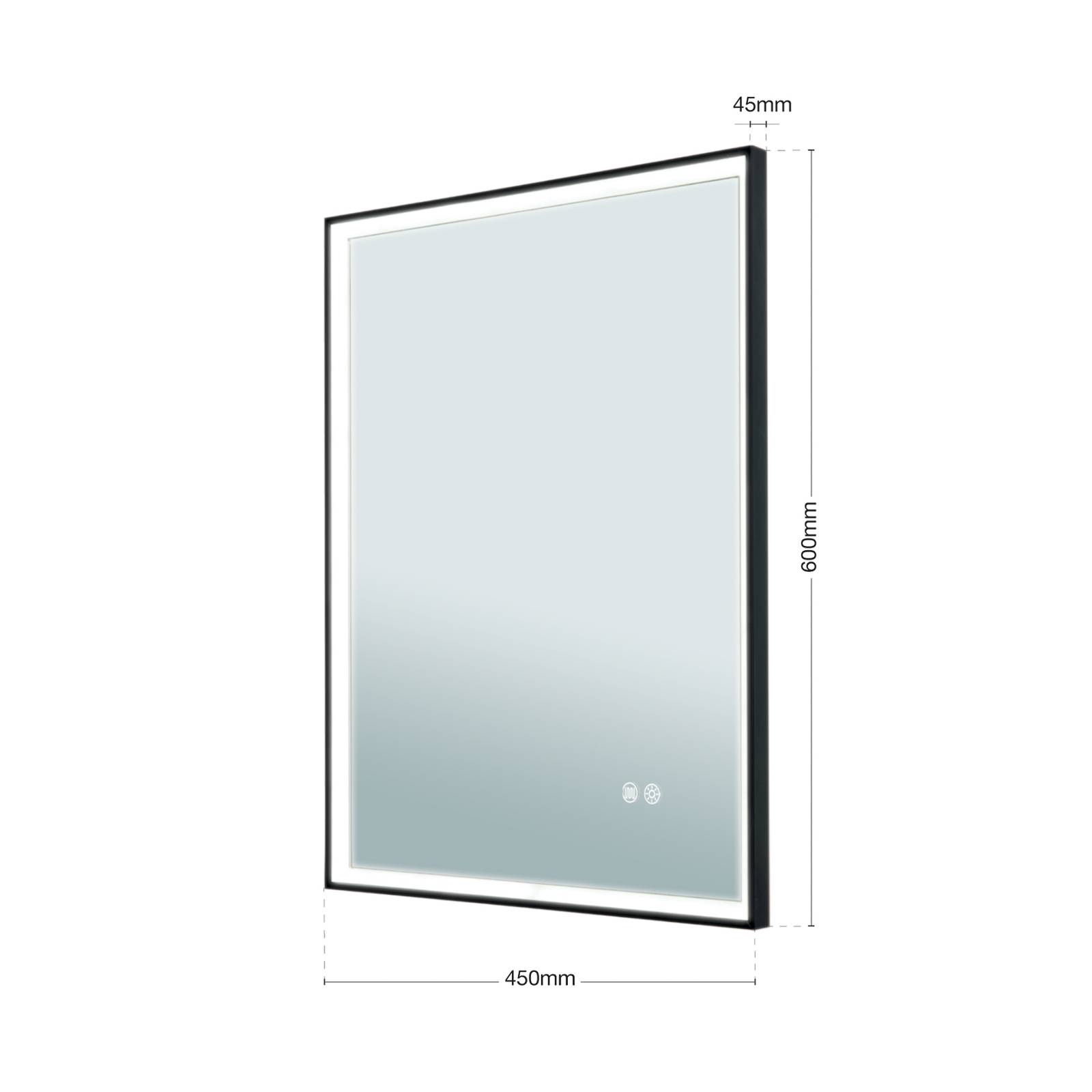 Lustro LED w ramie, 45 x 60 cm, CCT, przeciwmgielne, ściemniane