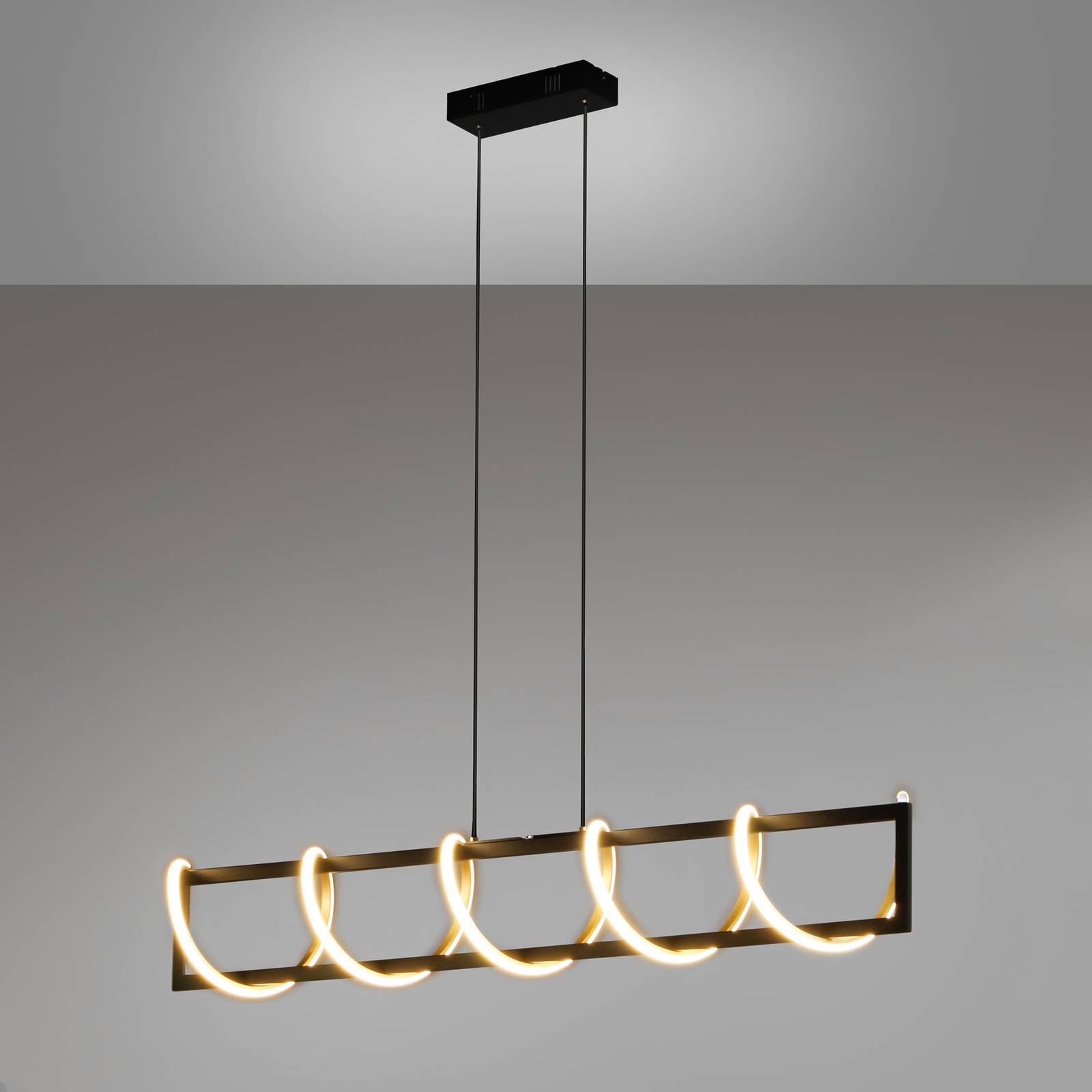 Lampa wisząca LED Gwen, czarny/złoty, metal, CCT, ściemniana