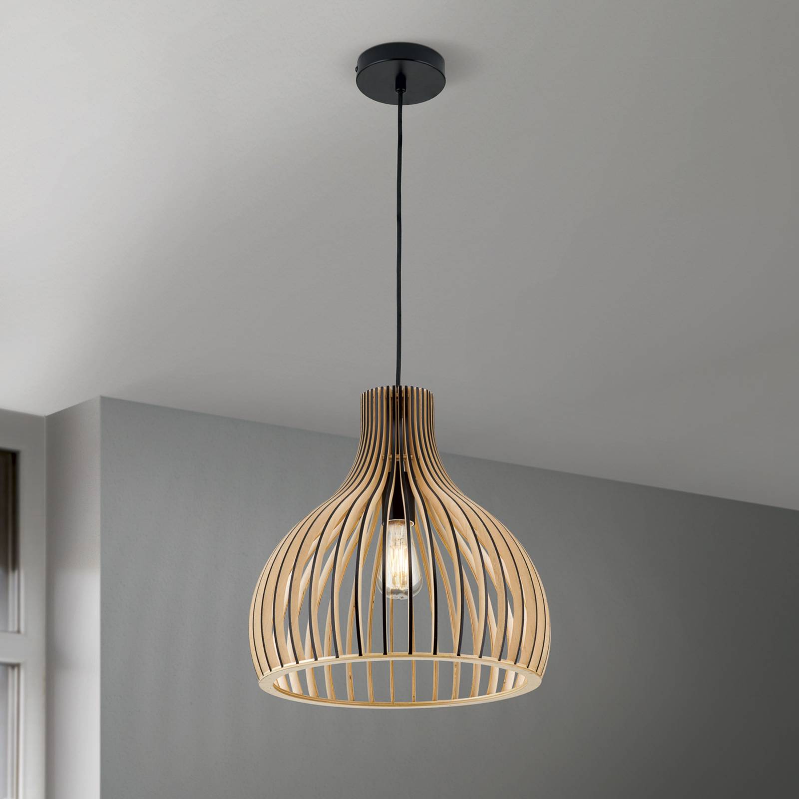 Lampa wisząca Erik Ø 35 cm drewno kolor naturalny E27