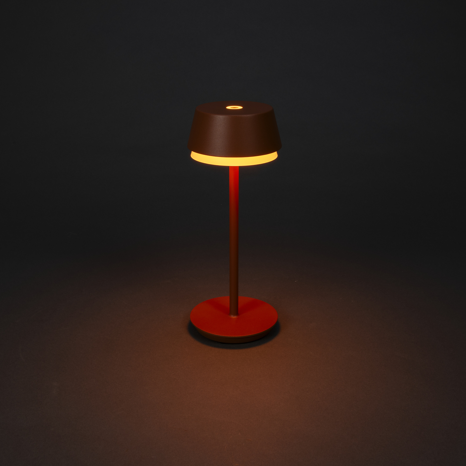 Lampe de table LED à accu Lyon, terracotta, IP54, variateur d'intensité,