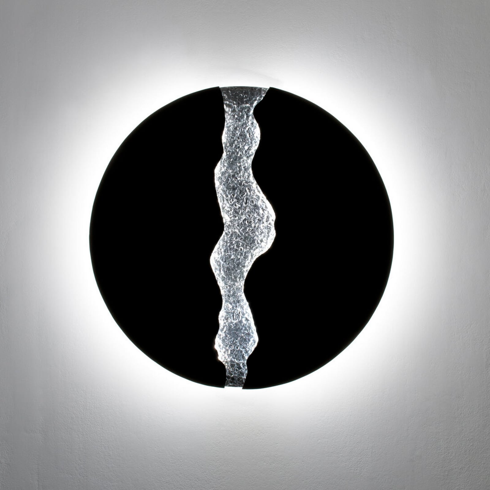 LED-vegglampe LAVA, svart/sølv, Ø 80 cm, metall, dimbar
