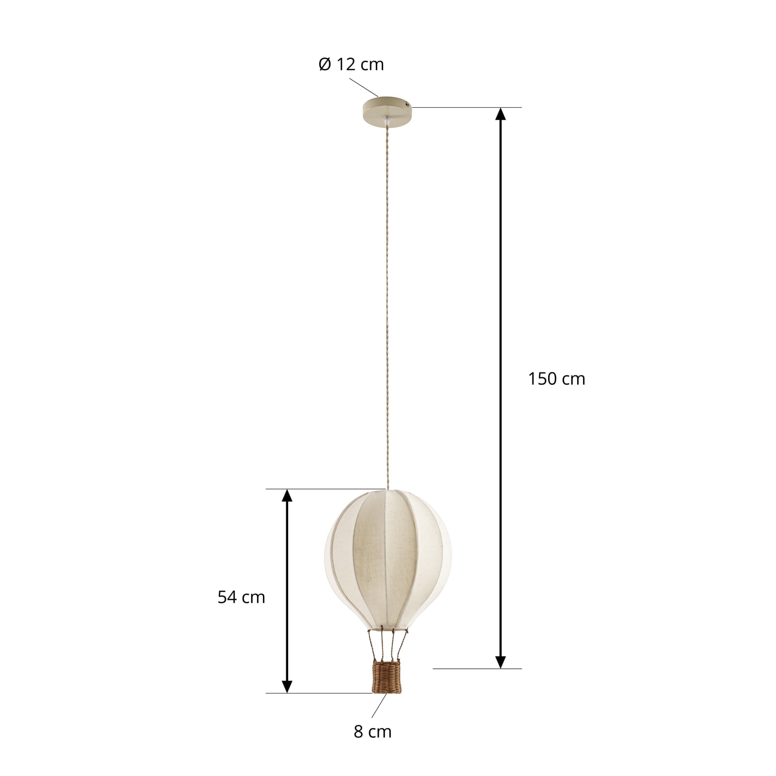 Lindby Aeris kinderkamer hanglamp, beige, Ø 35 cm, textiel, E27