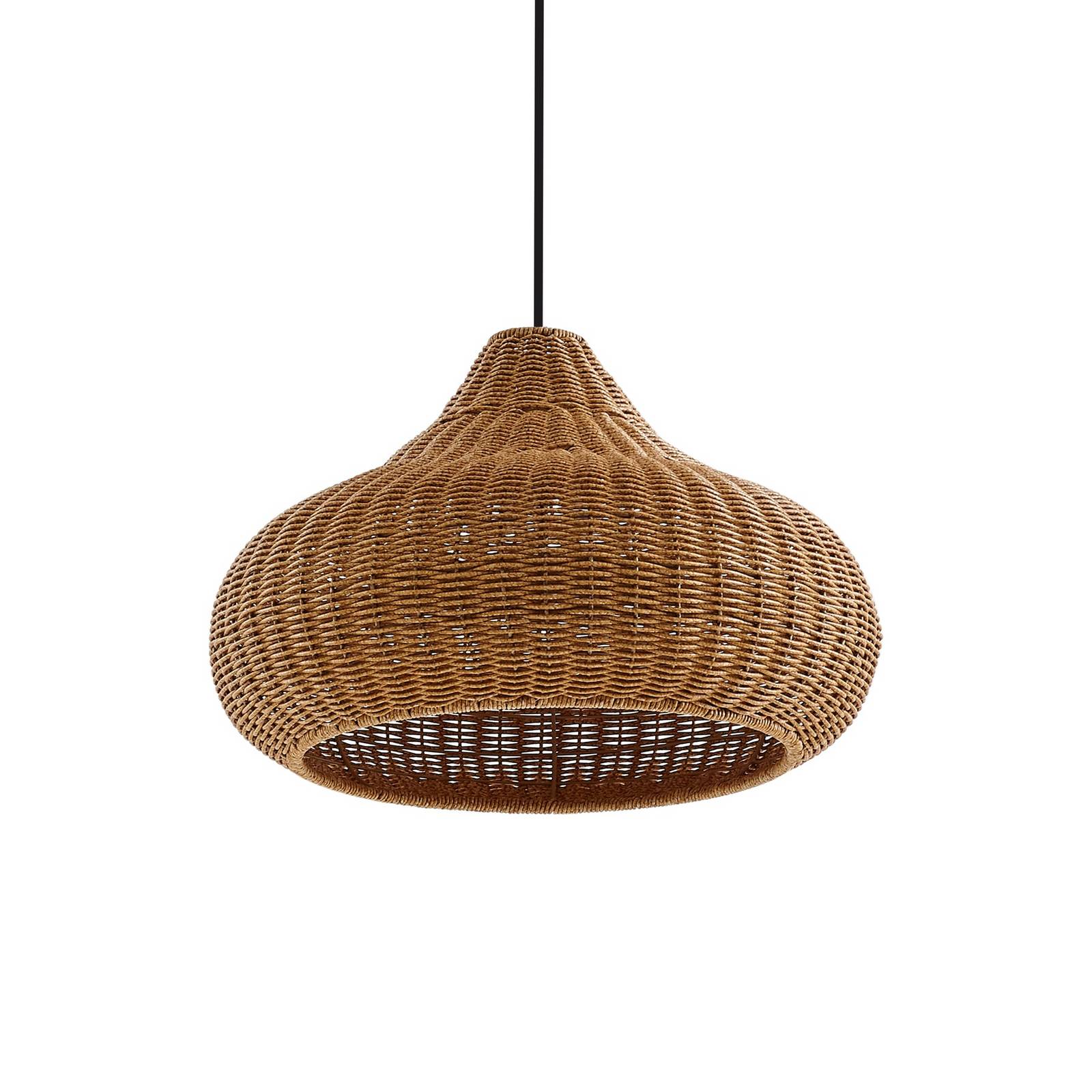Zewnętrzna lampa wisząca Lucande Taniola, 2-punktowa, beżowy, rattan, IP44