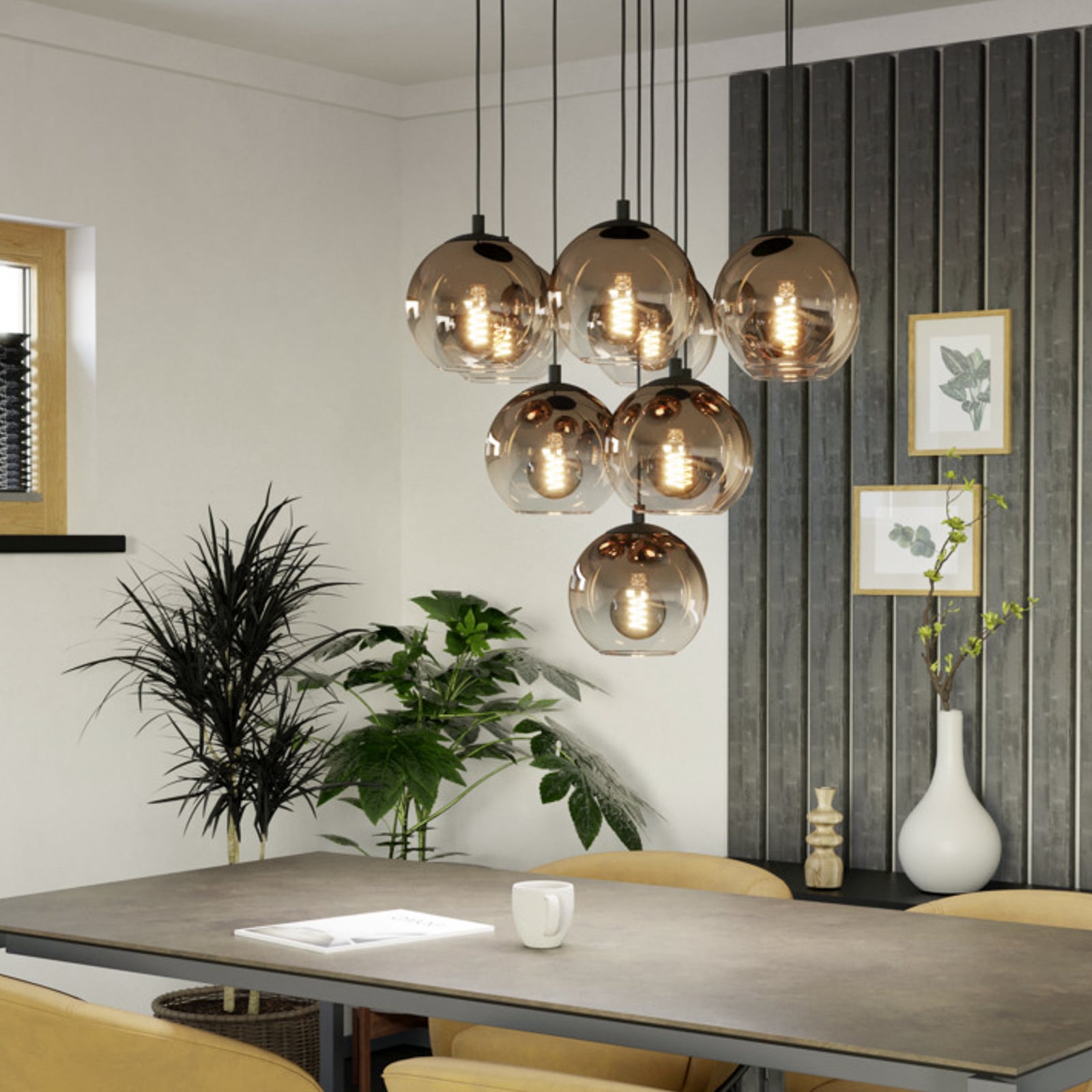 Suspension EGLO ARISCANI 1, Ø 65 cm, à 10 lampes, noir/cuivre Suspension EGLO ARISCANI 1, Ø 65 cm, à 10 lampes, noir/cuivre