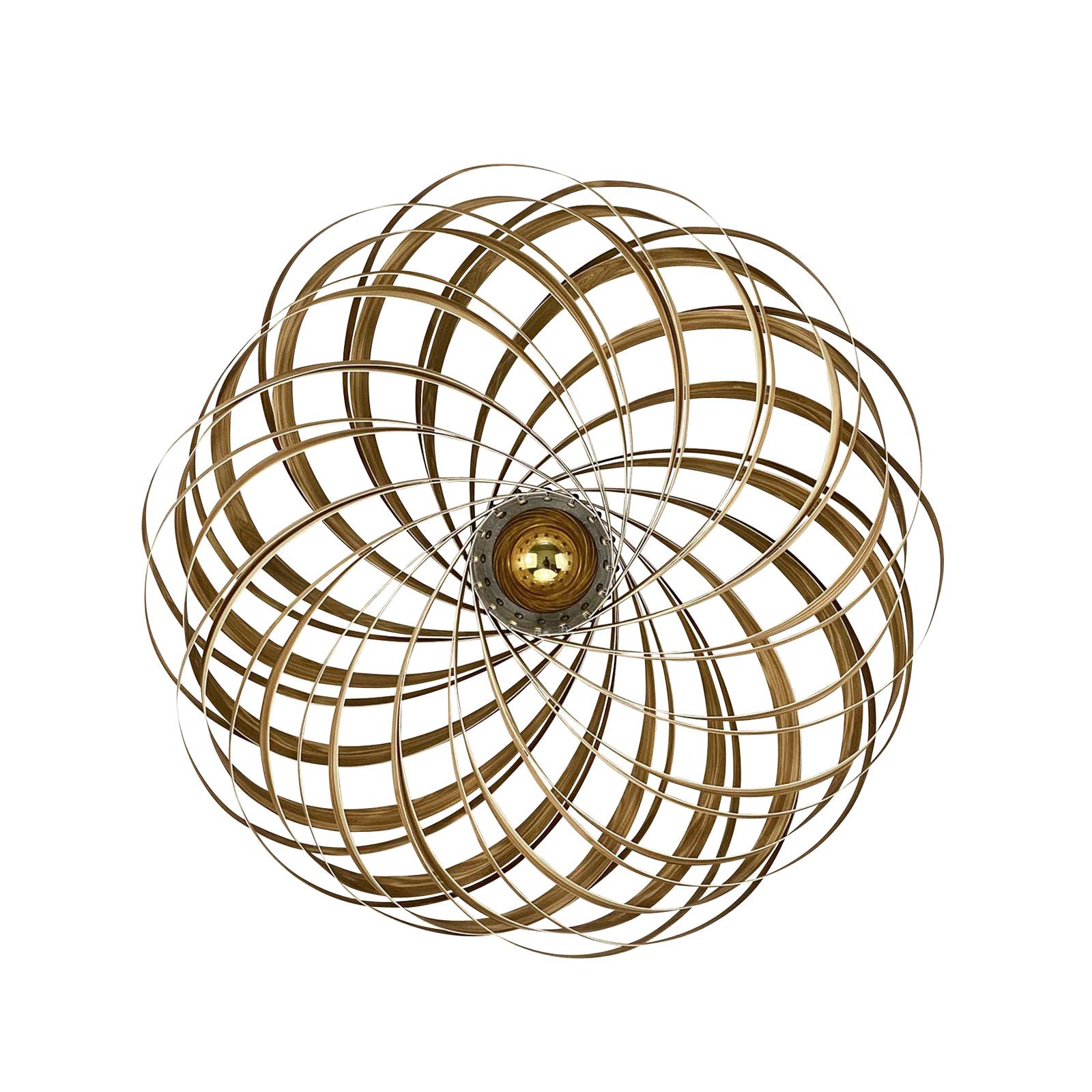 Gofurnit Veneria wall light, olive ash, Ø 70 cm, for Living / Dining Room, olive ash wood veneer, plexiglass, E27, 20 W