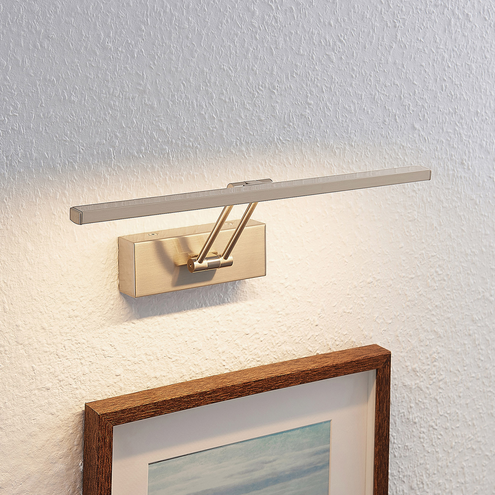 Lucande Thibaud LED picture light, nickel, 35.4 cm