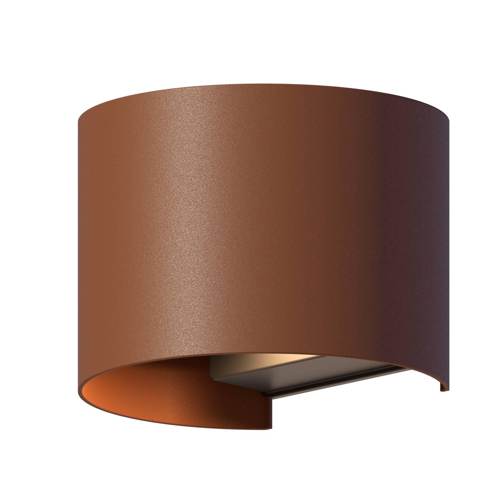 Calex LED-Außenwandlampe Oval, up/down, Höhe 10cm, rostbraun