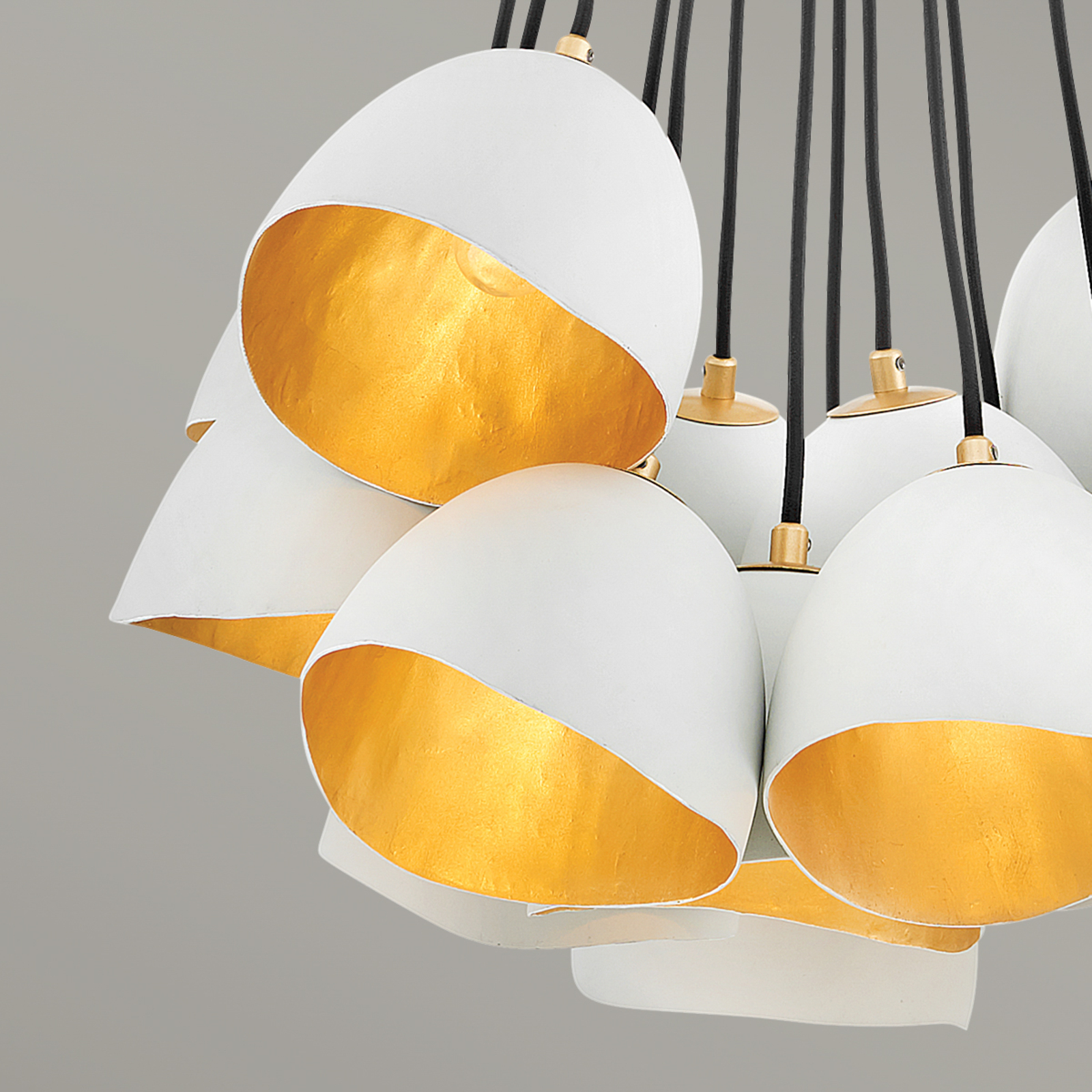 Hanglamp Nula, gebundeld, wit/goud, 15-lamps