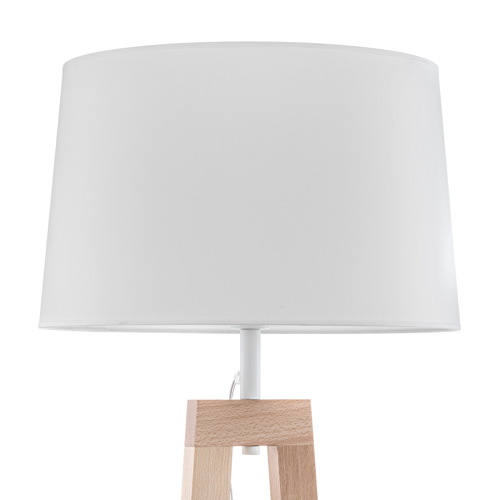 Lámpara de pie Sacha LS de madera y textil, blanco