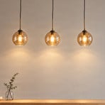 Lampa wisząca Lindby Sofian, bursztyn, szkło, 100 cm, 3-punktowa.