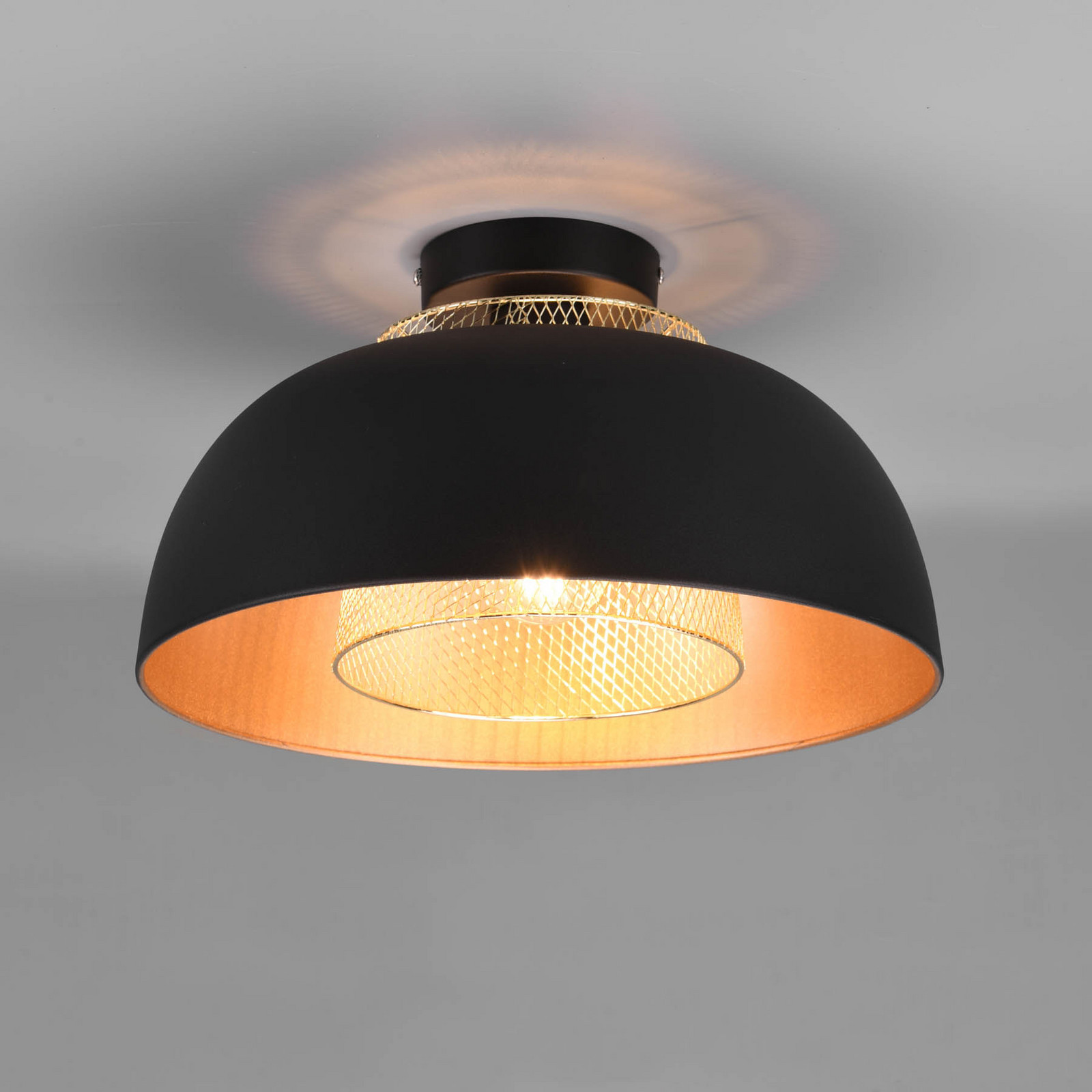 Reality Leuchten Punch plafonieră negru/auriu Ø 35 cm - Bucătărie - negru auriu - Metal