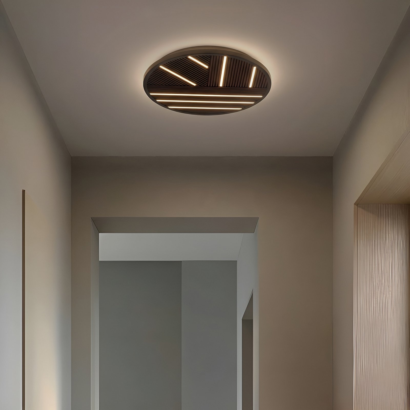 Orven LED-kattovalaisin, Ø 50 cm, himmennettävä, puu - Lucande