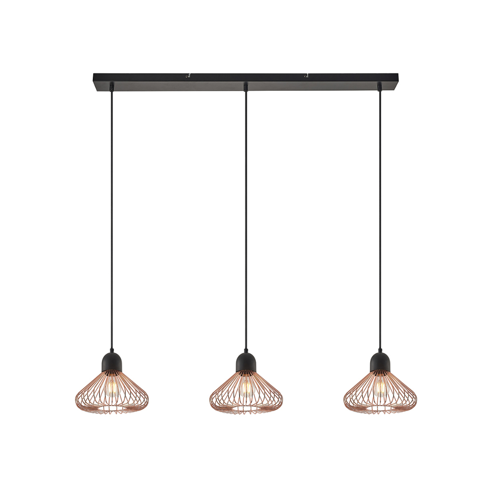 Lindby Metehan hanglamp, 3-lamps, koper