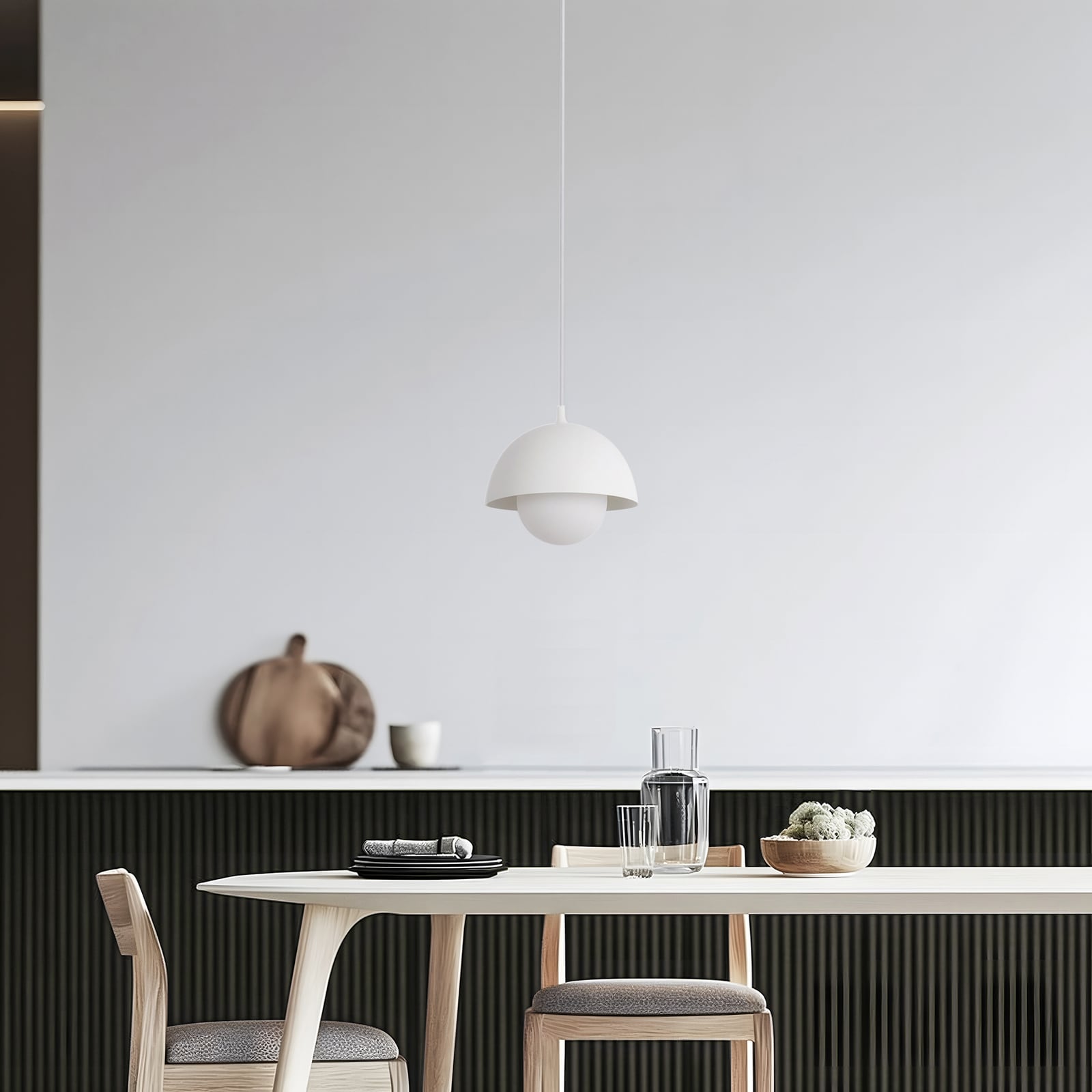 Suspension Nola Hide, blanche, Ø 17 cm, aluminium/verre, G9