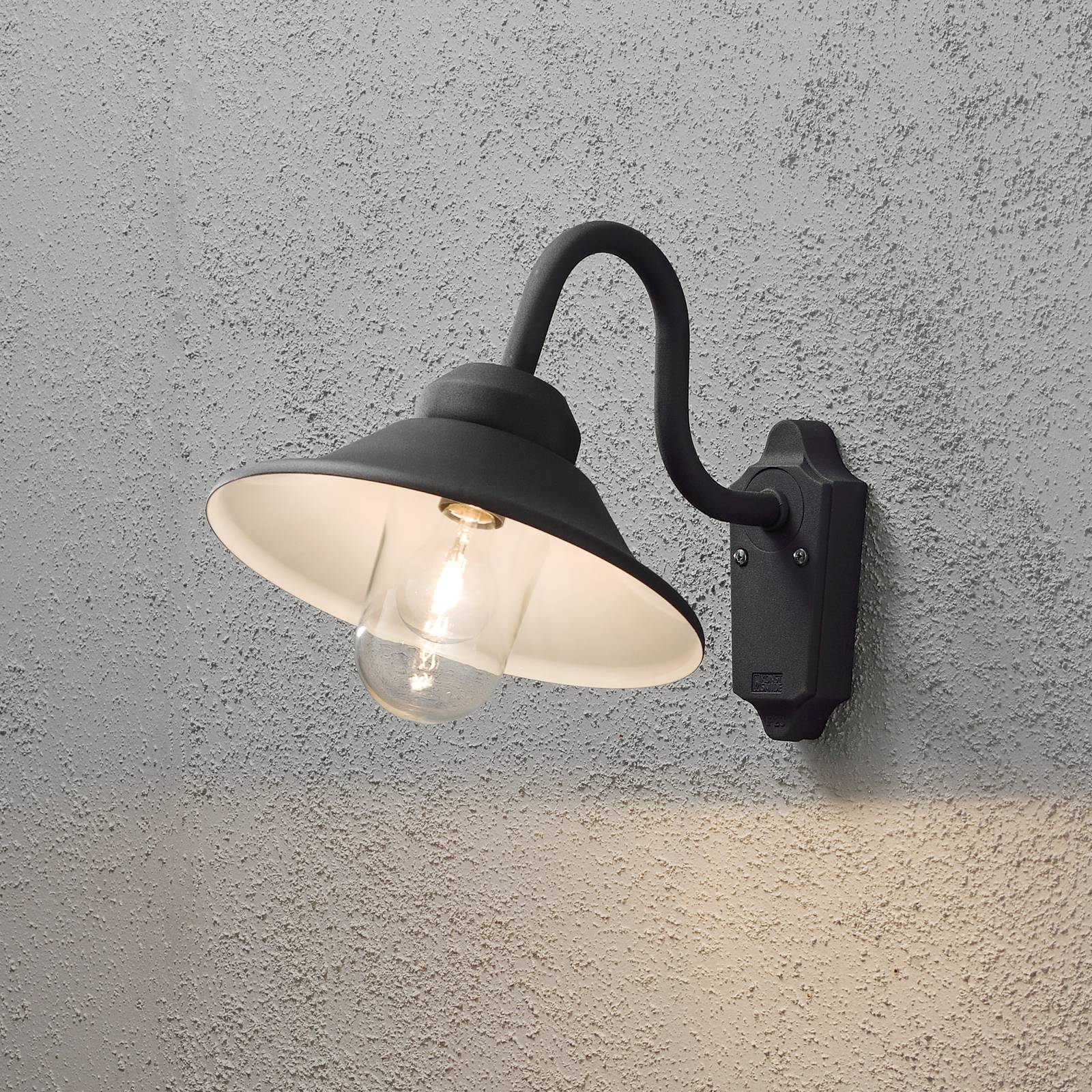 Konstsmide vega kültéri fali lámpa, szélesség 29,5 cm, fekete